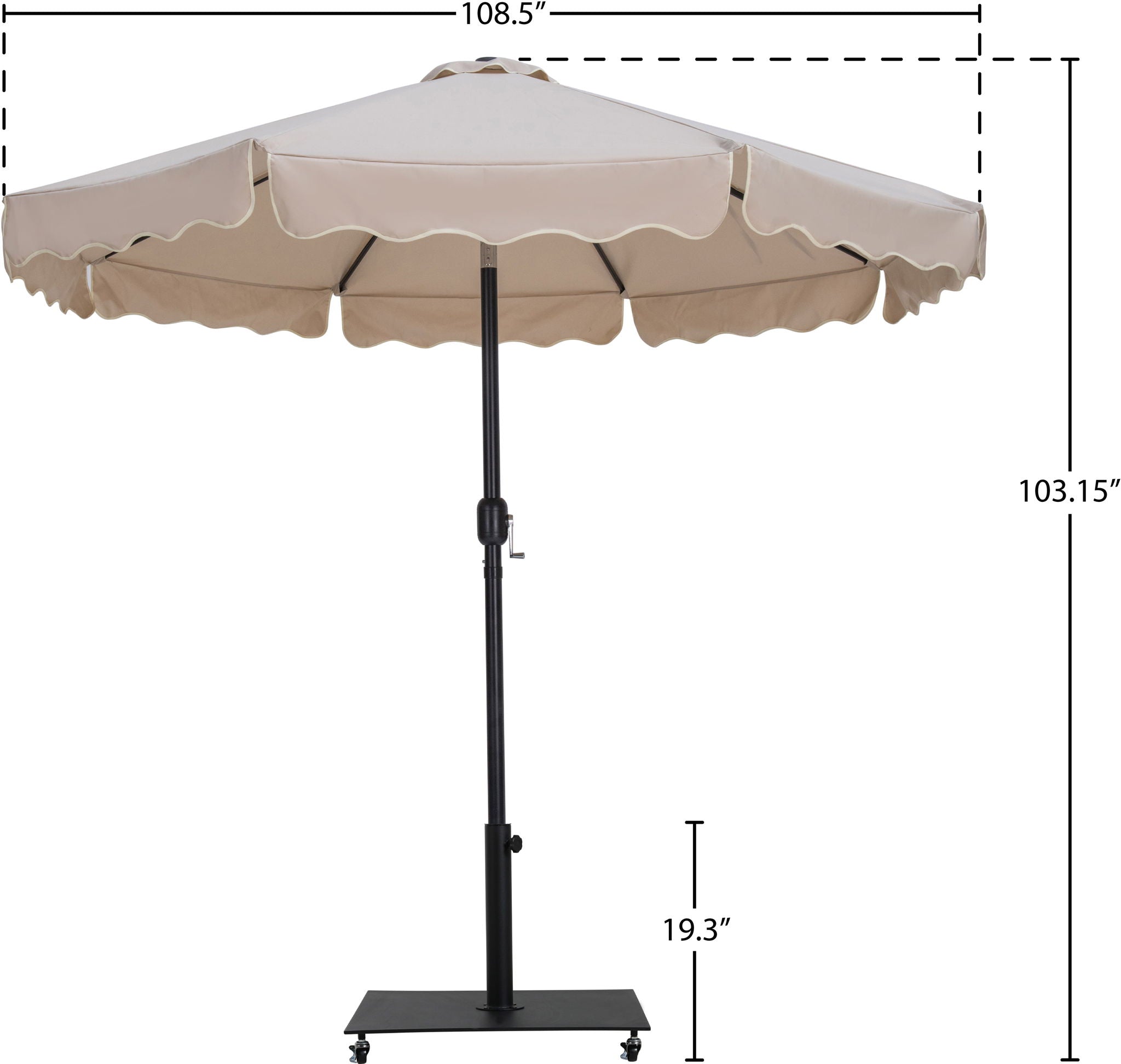 Amalfi - Aluminum Patio Umbrella - Black Base / Black Pole