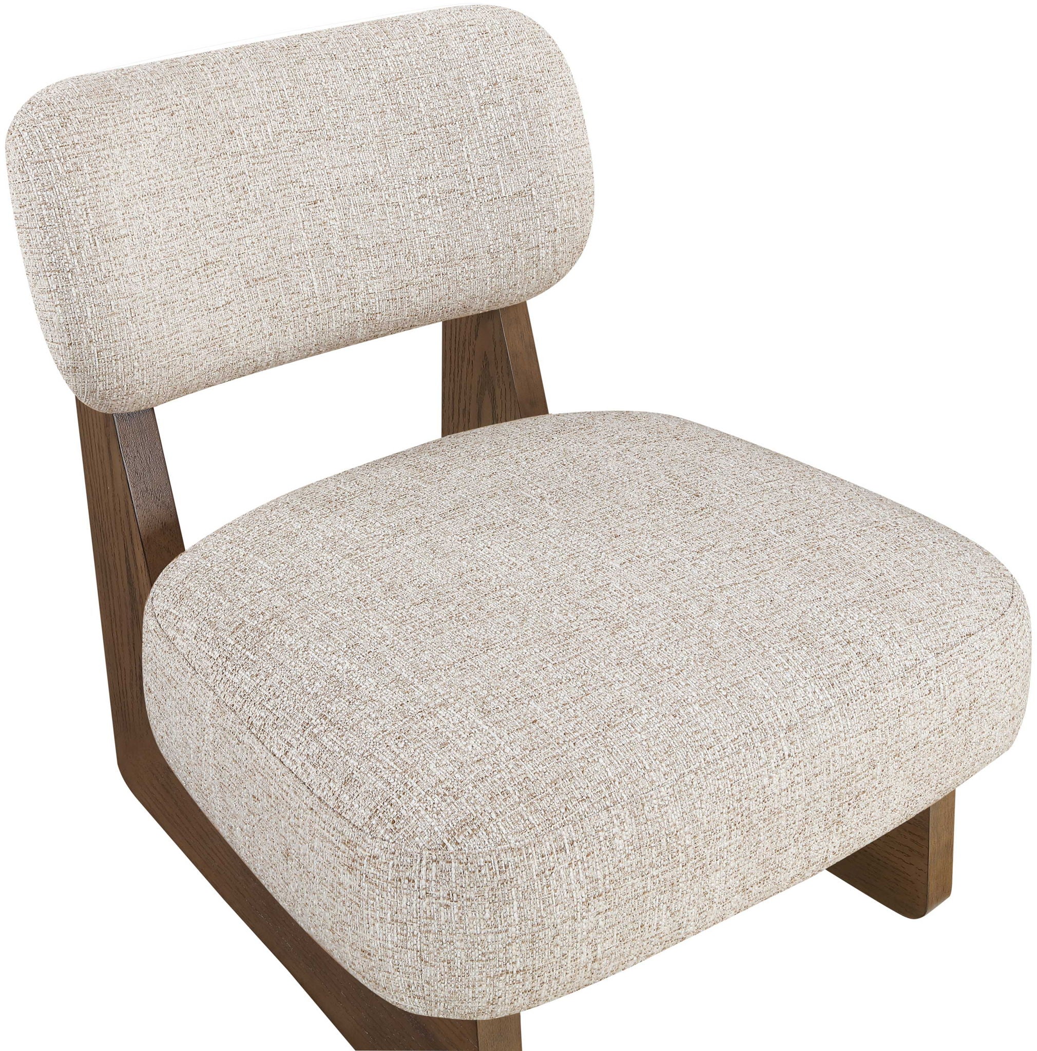 Vetra - Linen Textured Fabric Upholstered Accent Chair With Brown Base