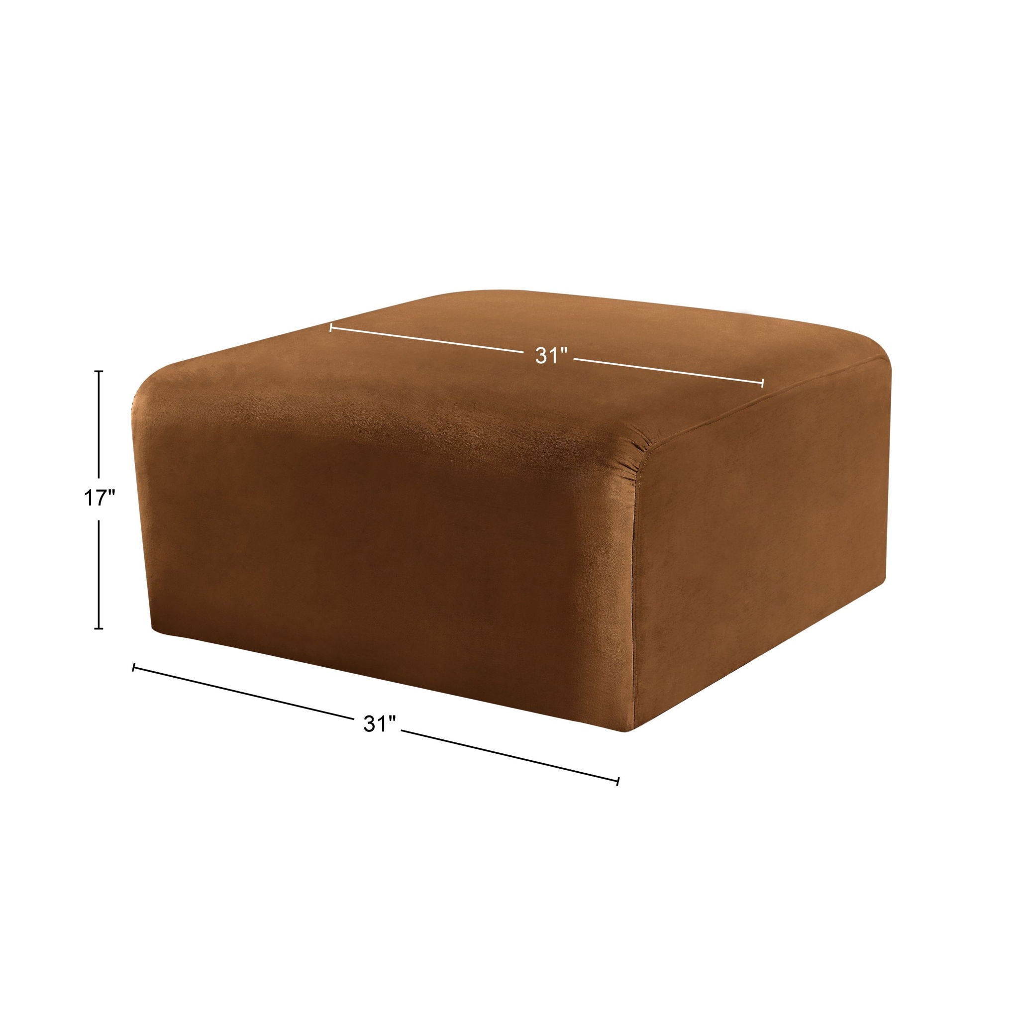 Arc - Velvet Ottoman - Saddle