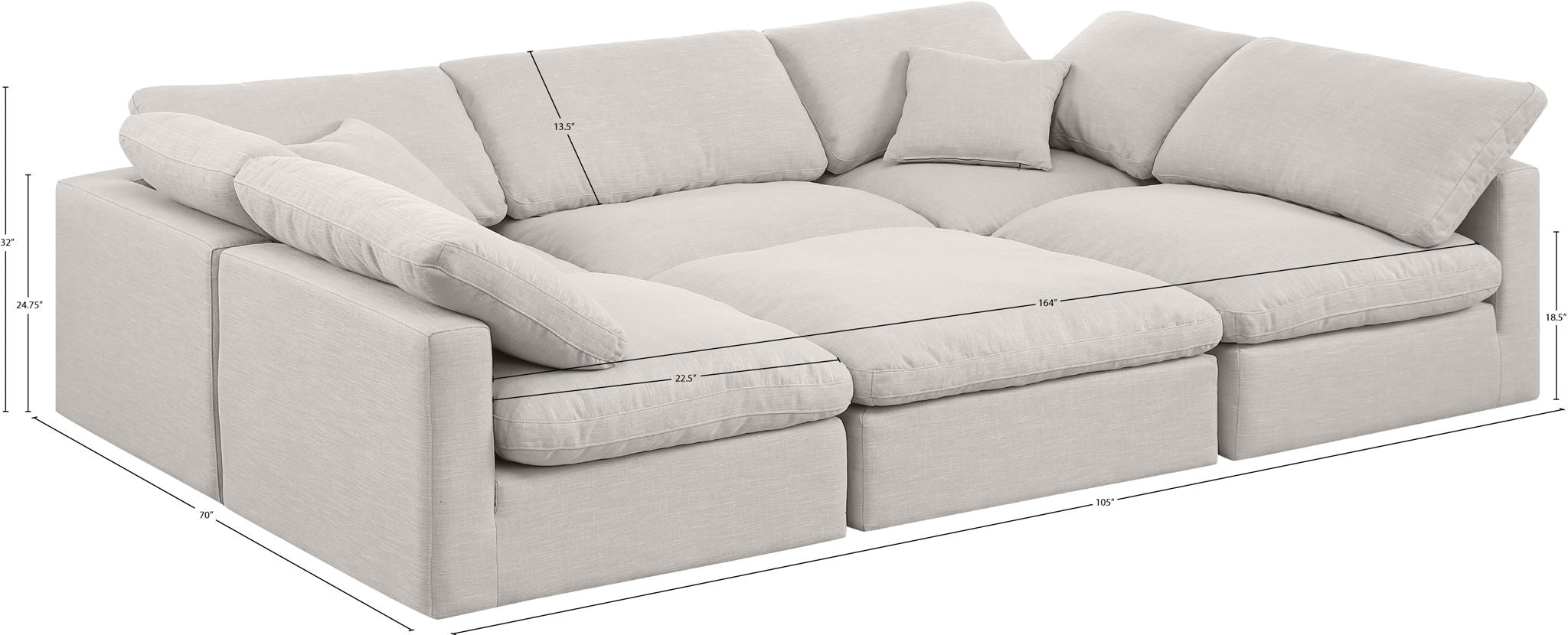 Indulge - Linen 6 Piece Modular Sectional