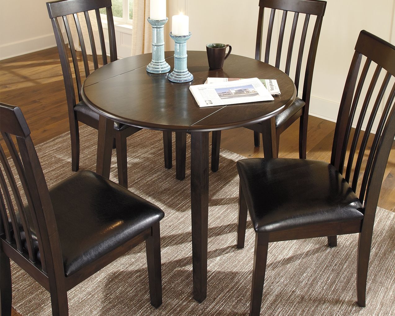 Hammis - Round DRM Drop Leaf Table - Dark Brown