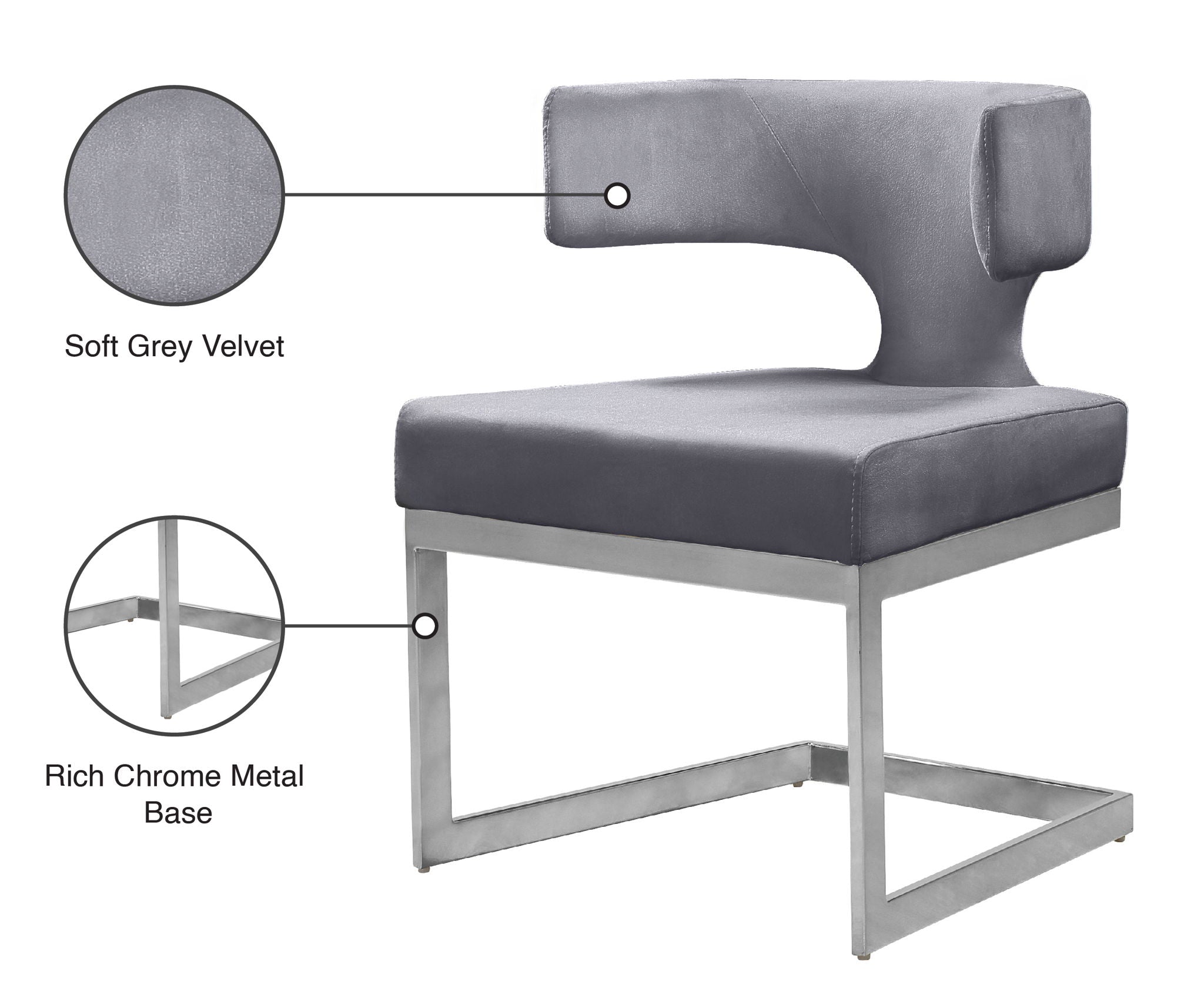 Alexandra - Dining Chair with Chrome Legs