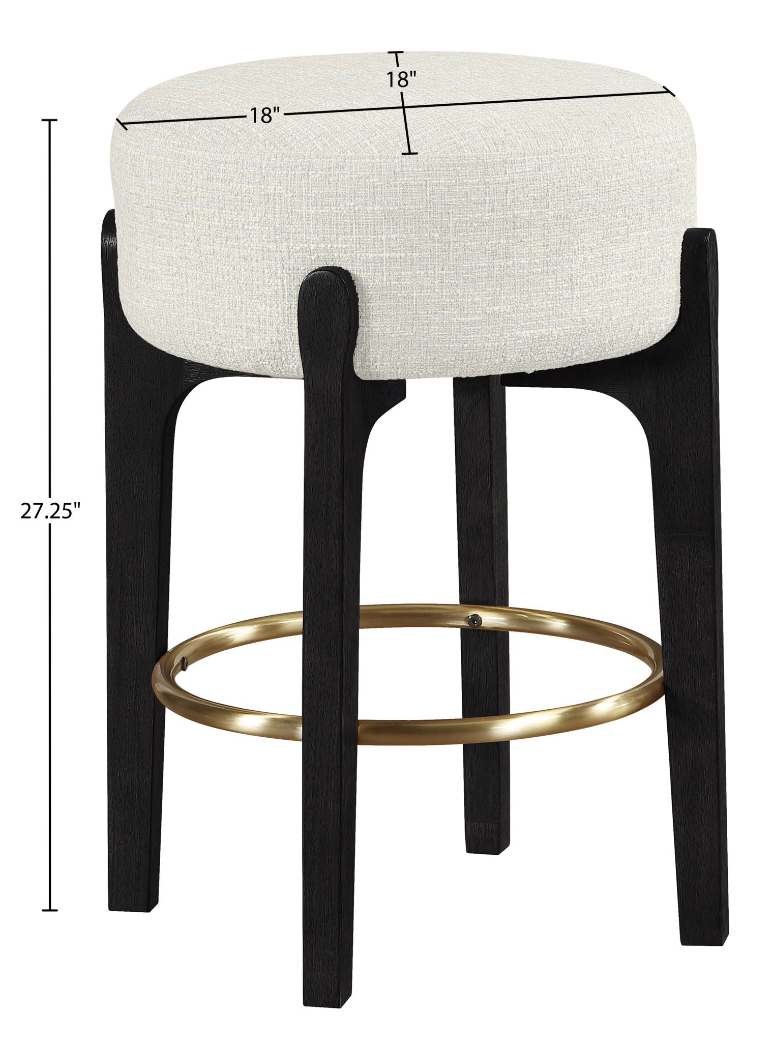 Torino - Backless Counter Stool With Brushed Black Base (Set of 2)