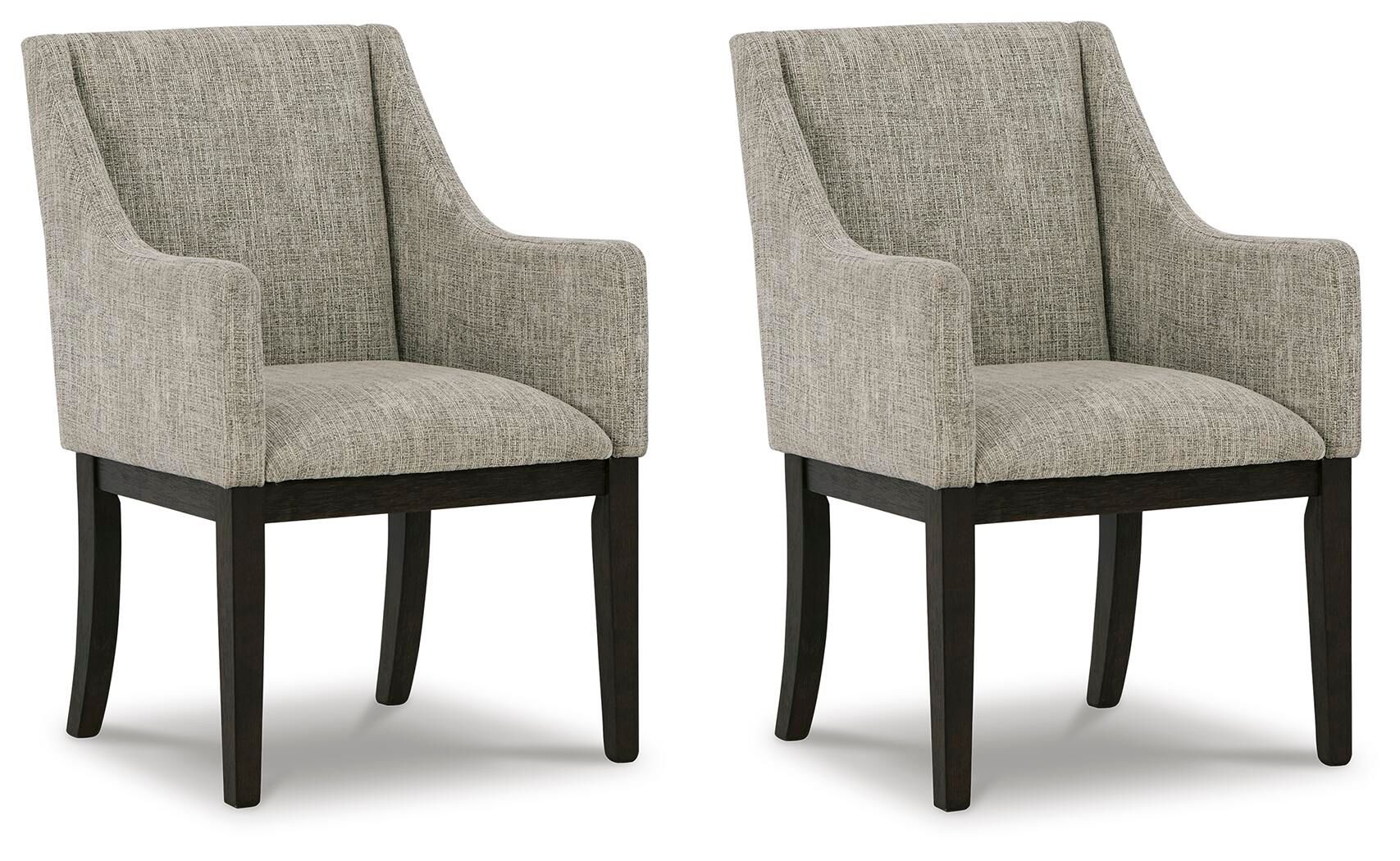 Burkhaus - Dining UPH Arm Chair (Set of 2) - Beige / Dark Brown