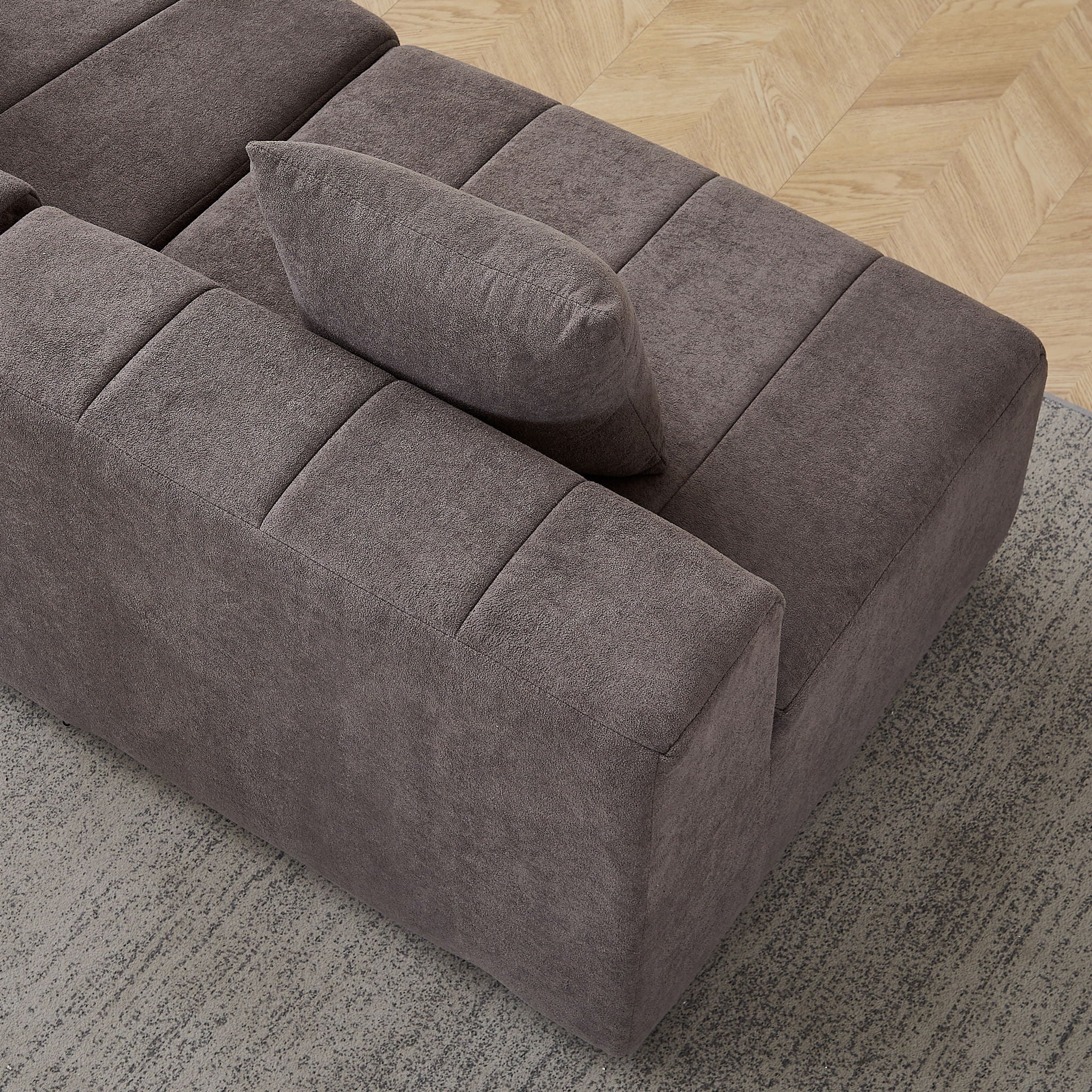 Modular Sectional Sofa With 2 Pillows, Symmetrical Design