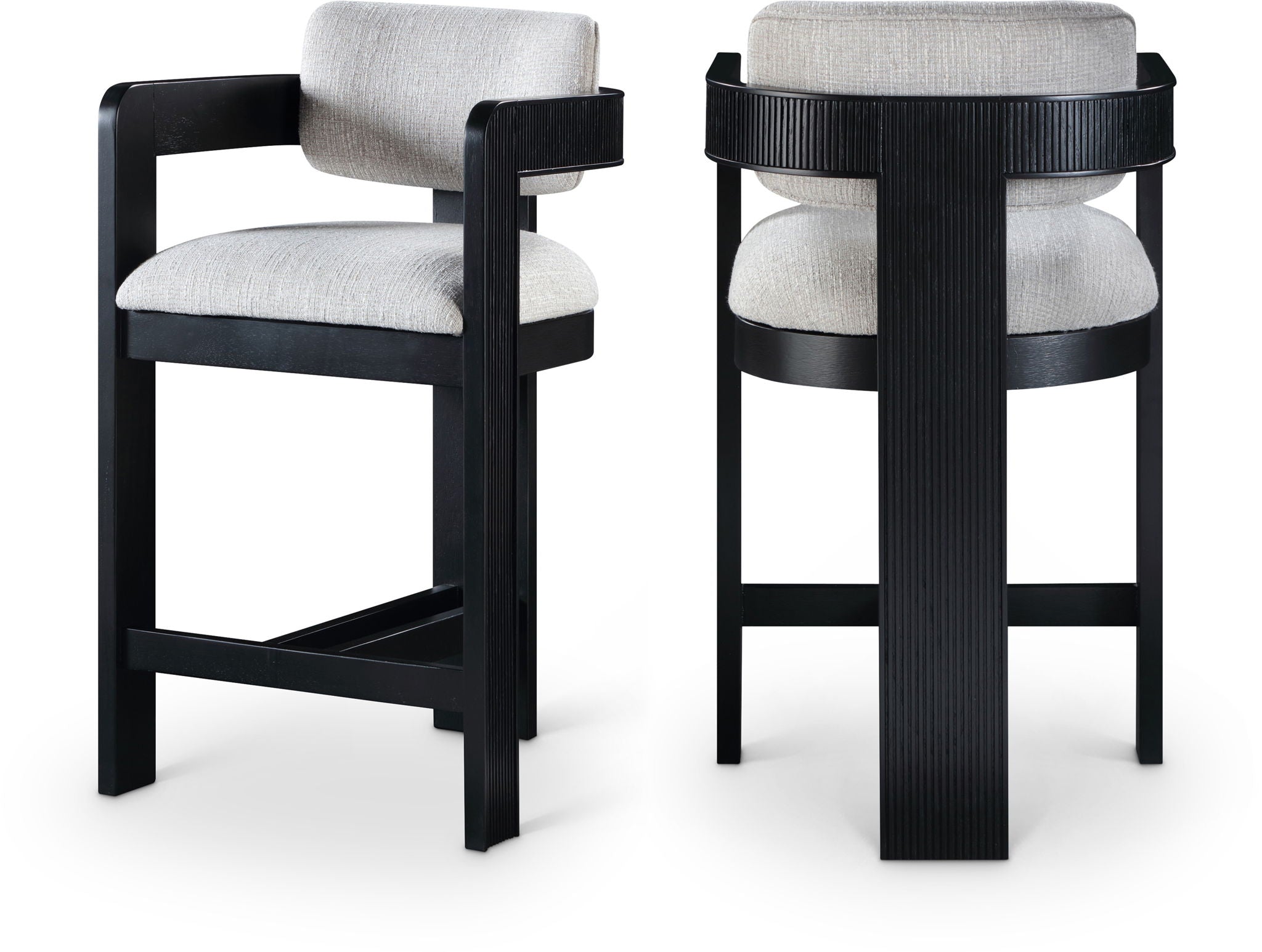 Sacha - Linen Stool With Black Base