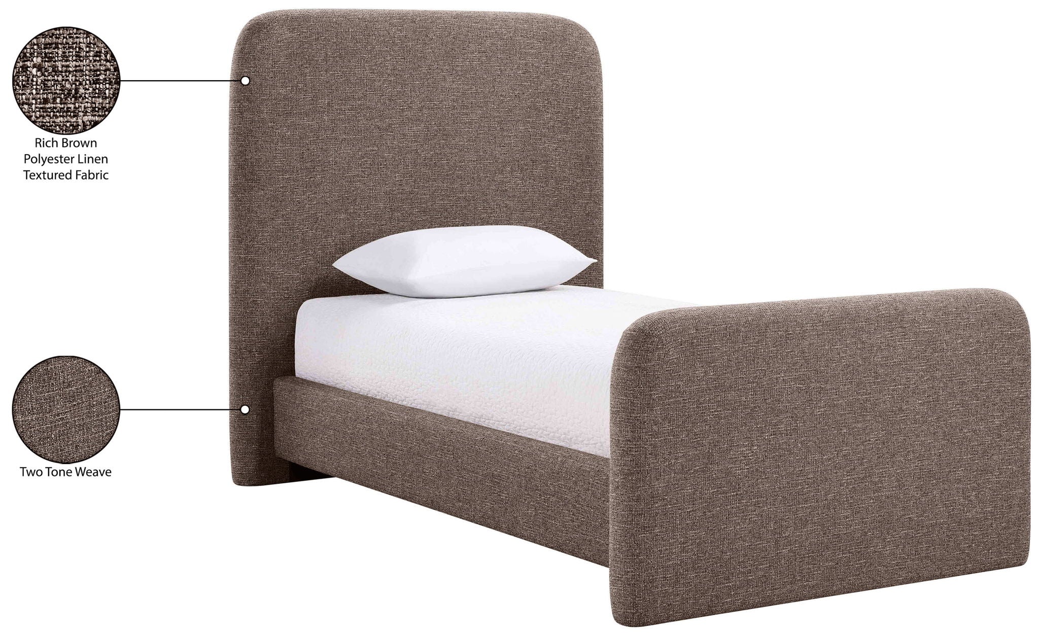 Fira - Linen Textured Fabric Upholstered Bed