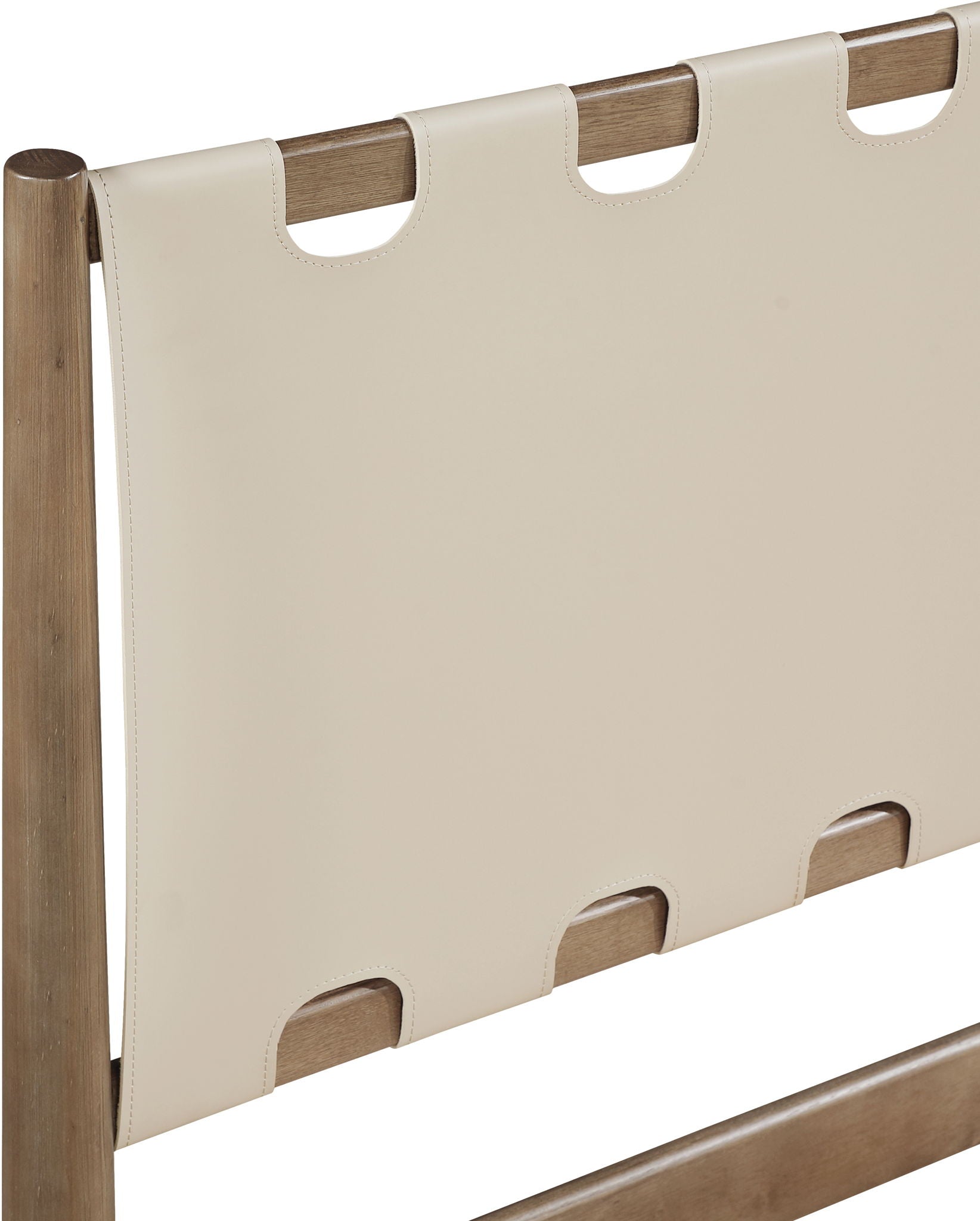 Santos - Vegan Leather Headboard And Wood Bed - Waxed Brown Frame