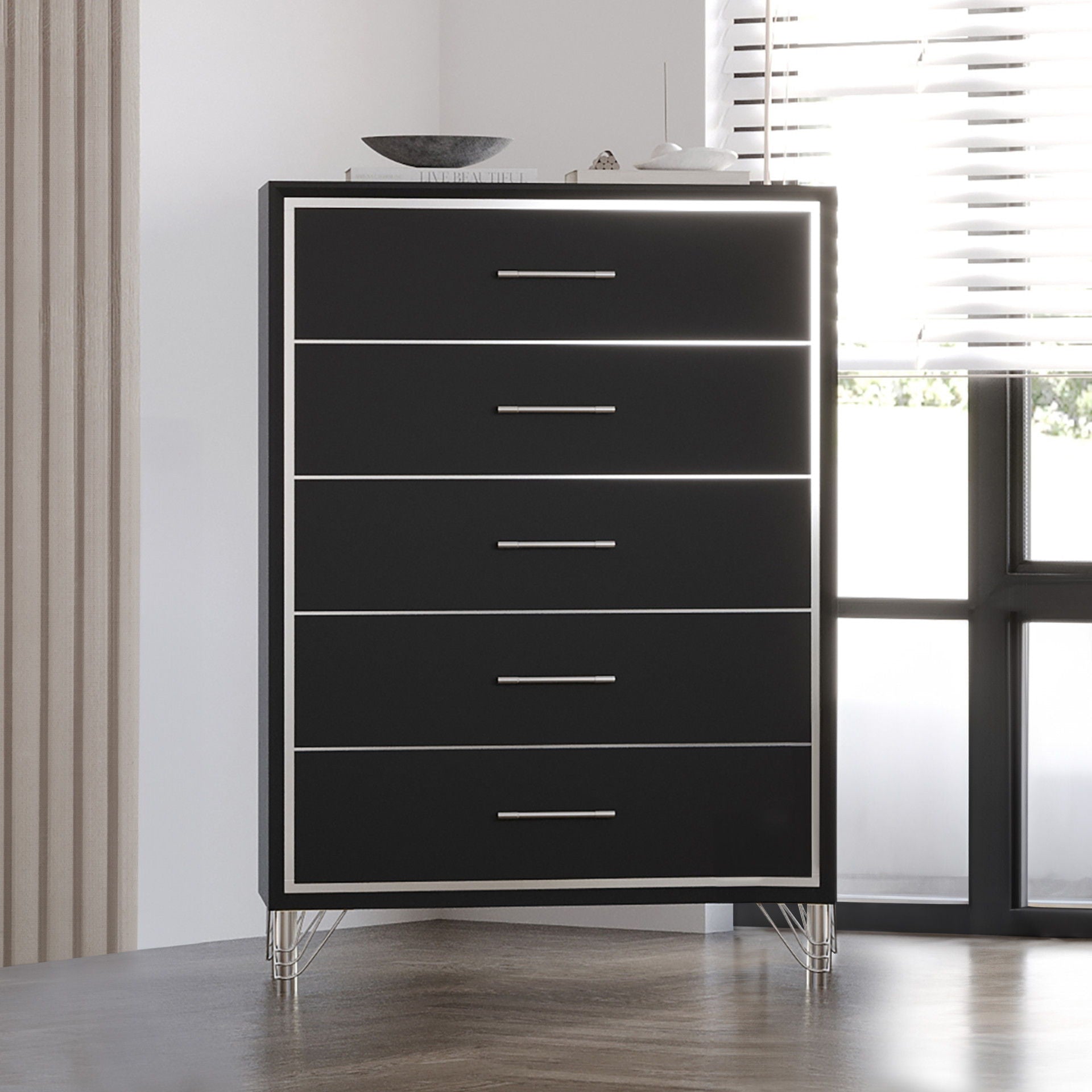 Ava - 5 Drawer Chest - Ebony