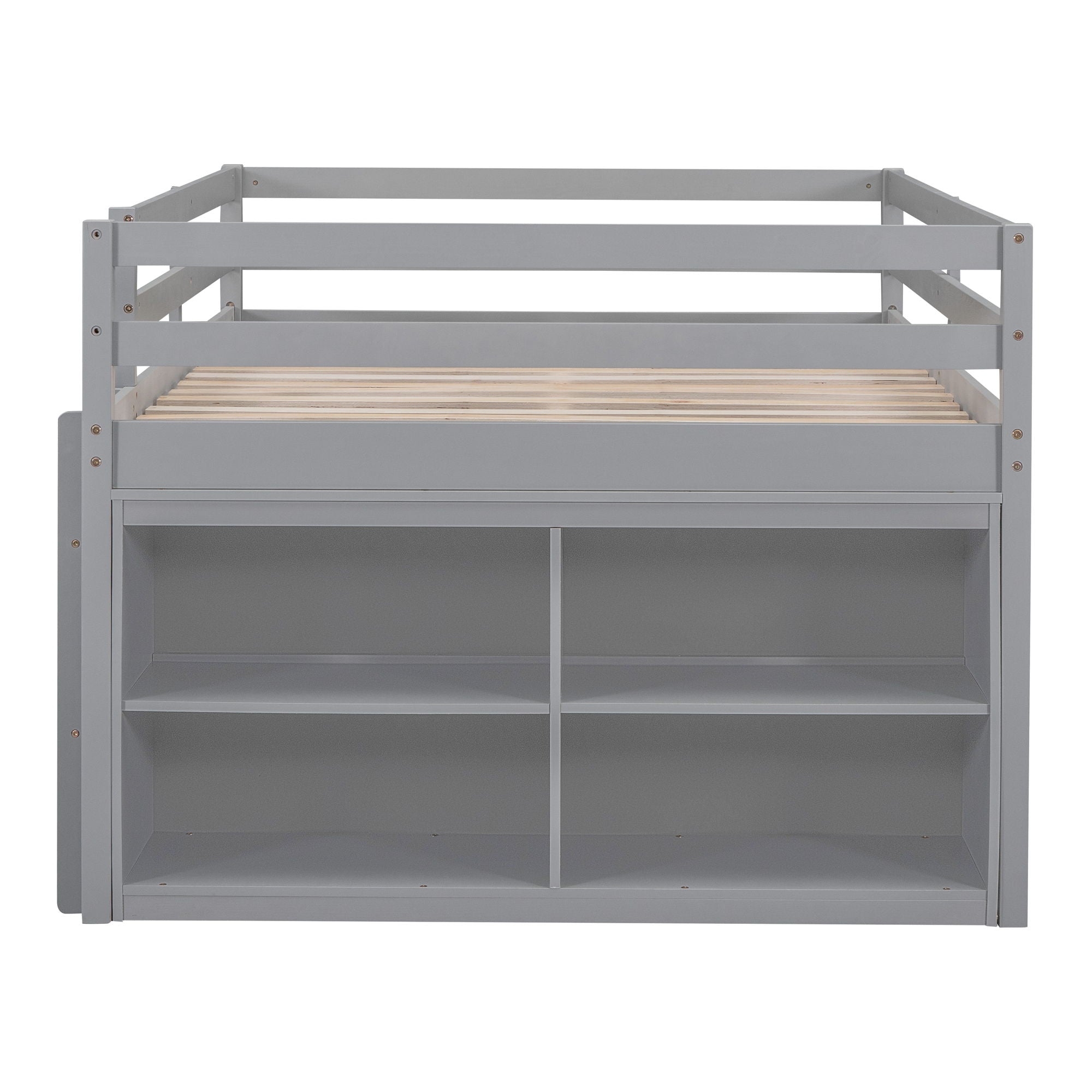 Loft Bed With Retractable Writing Desk And 4 Drawers, With Lateral Portable Desk And Shelves