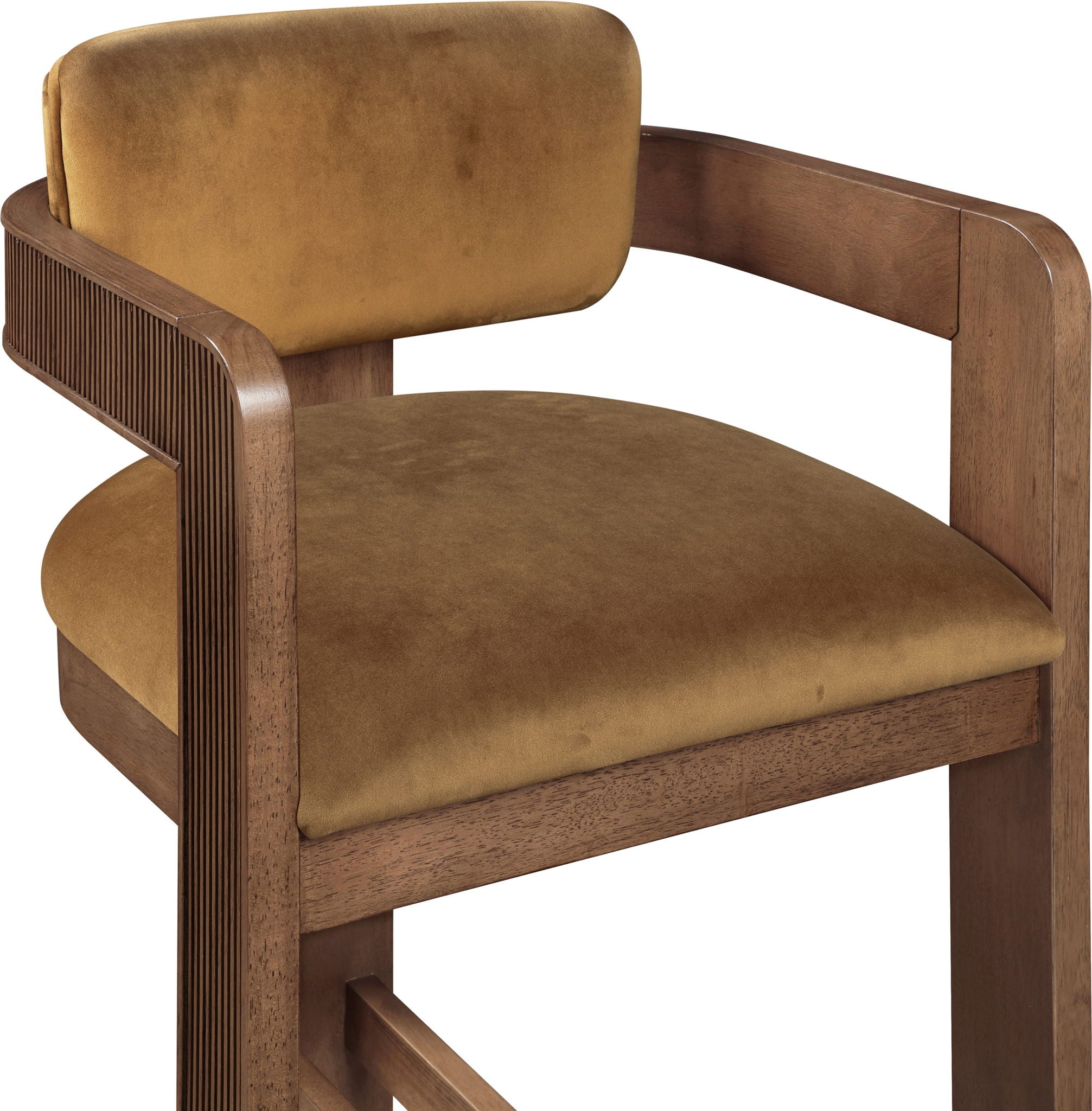 Sacha - Velvet Stool With Brown Base