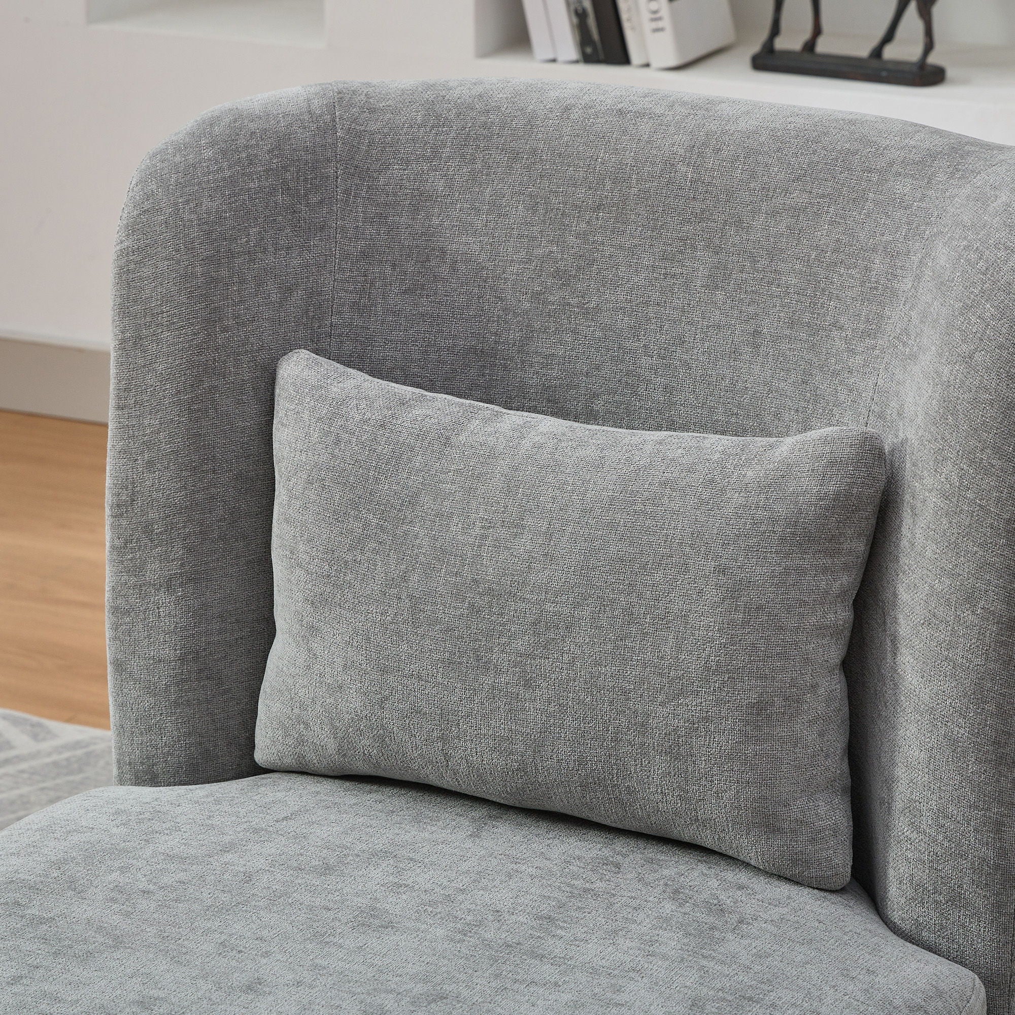 Wide Modern Cushioned Armless Metal Base 360° Swivel Chair With Pillow