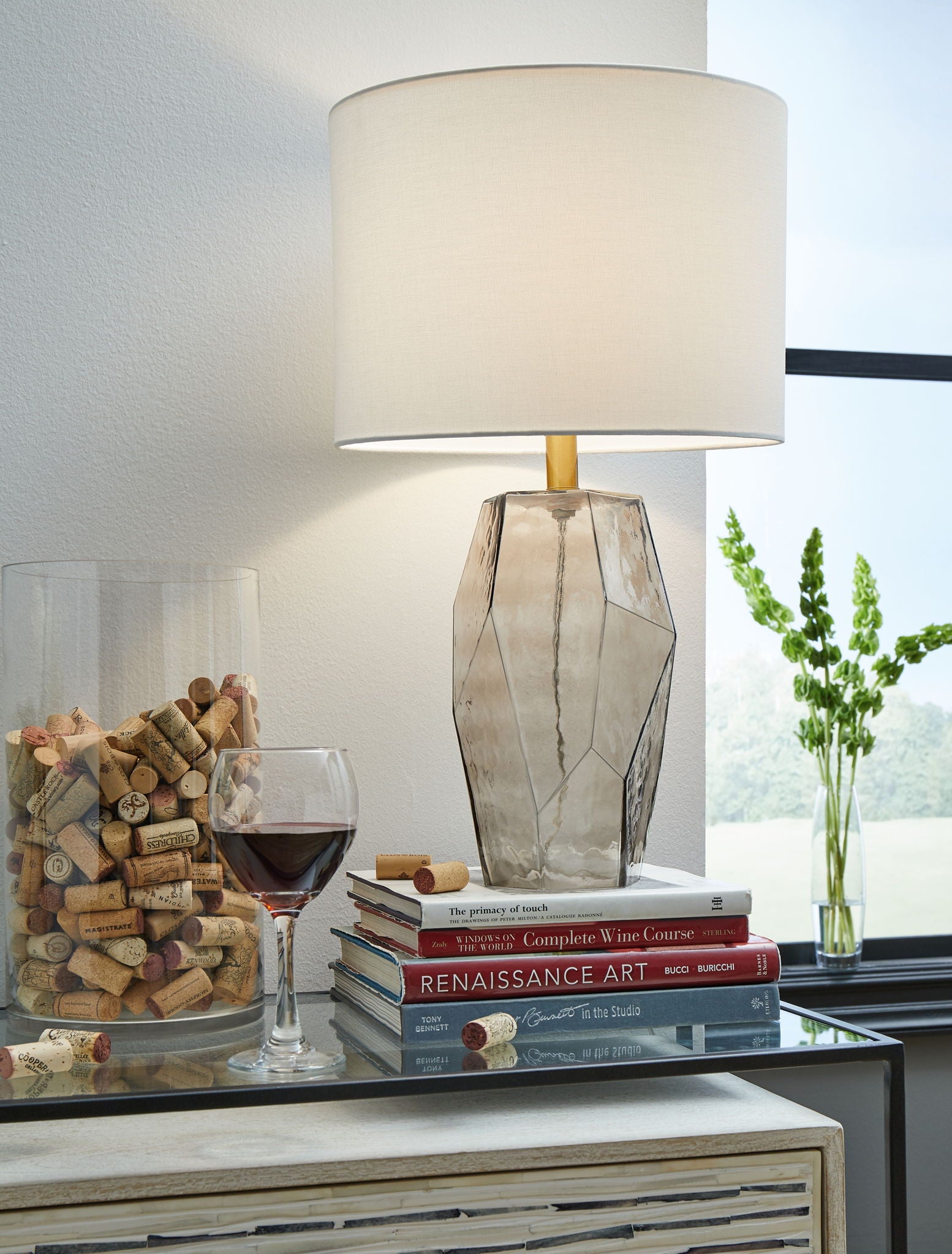 Taylow - Glass Table Lamp - Gray