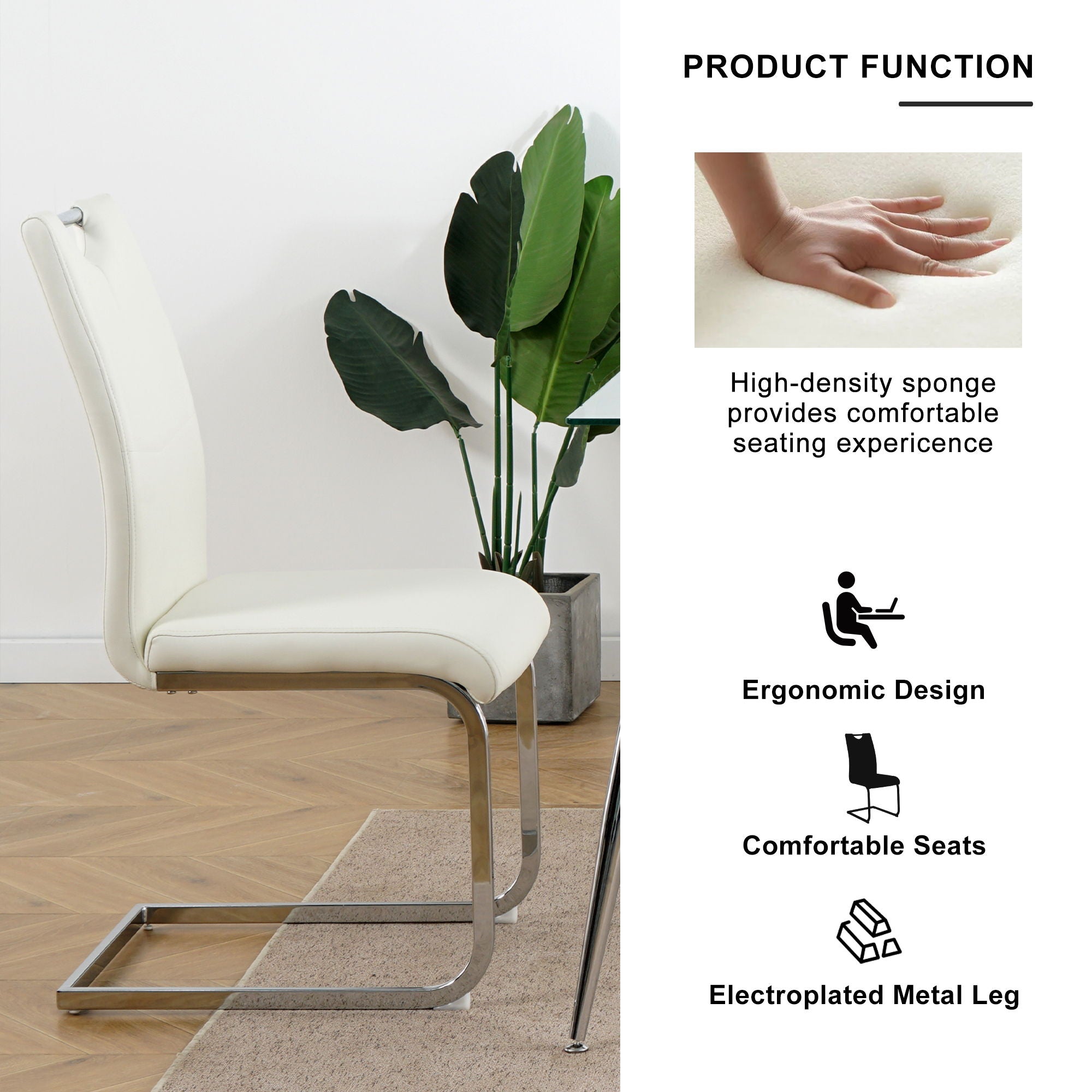 Modern Dining Chairs With Padded Seat And Metal Legs