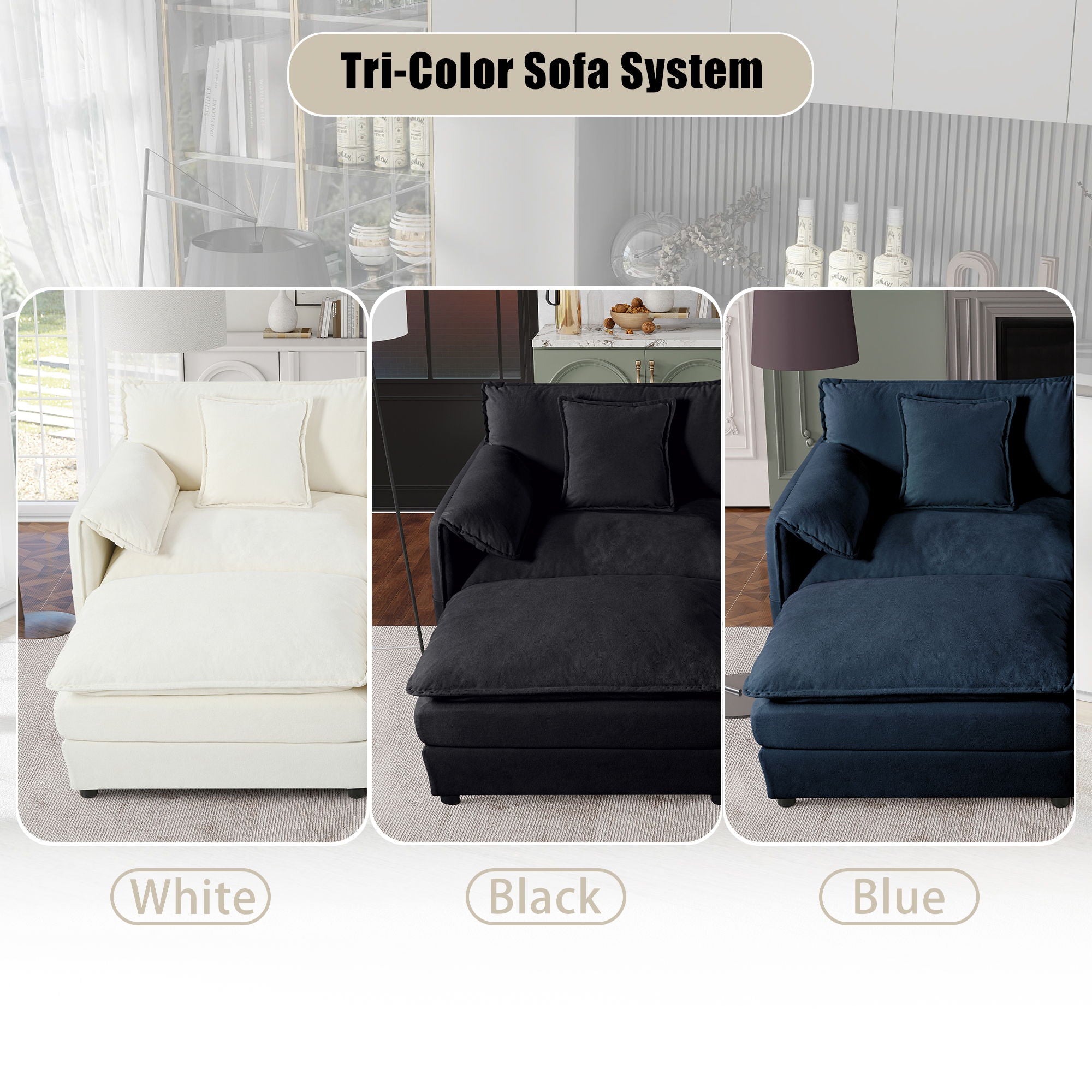 Oversized Chair With Movable Ottoman, Soft Upholstered Lounge Chair