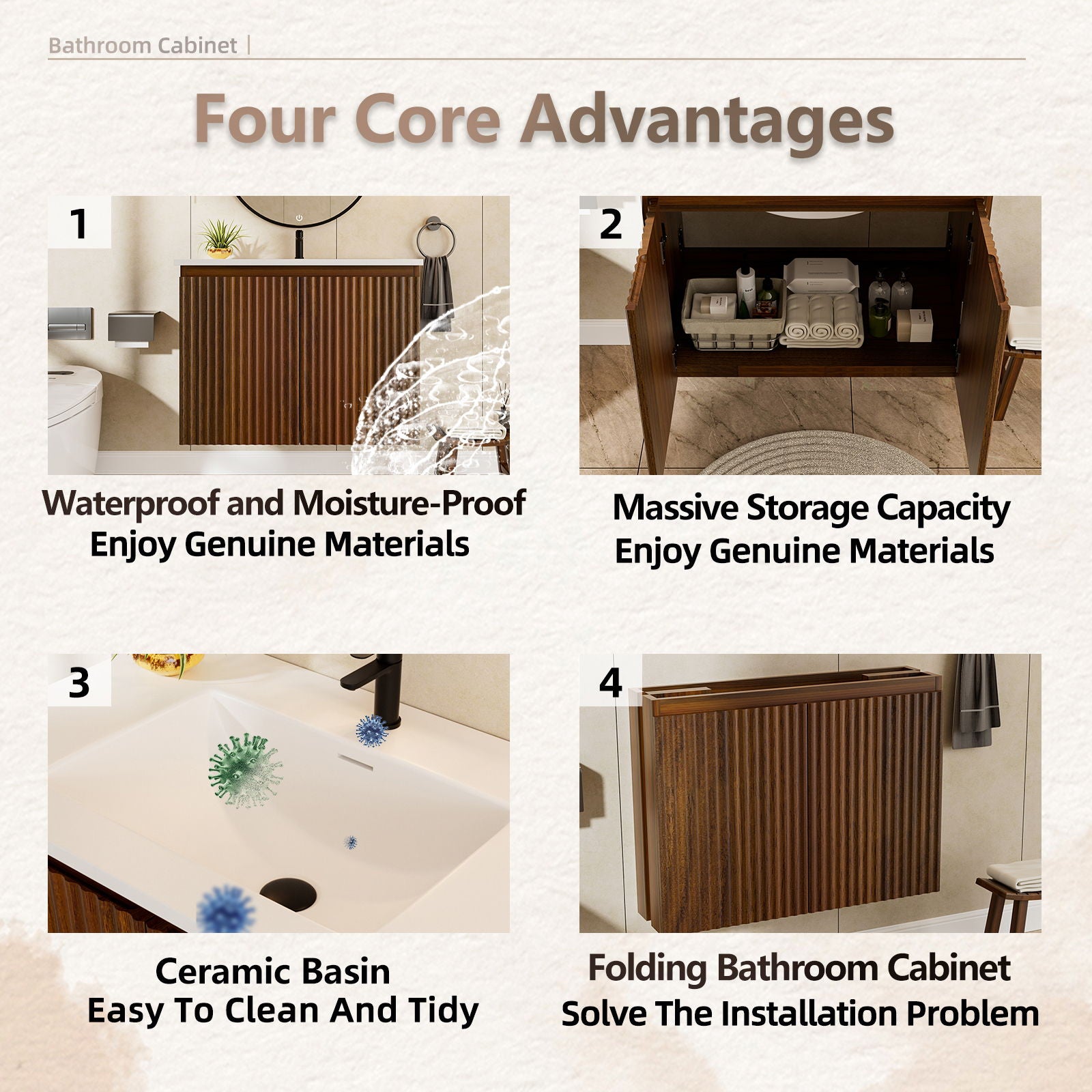 Folding Wall Cabinet With Creamic Sink