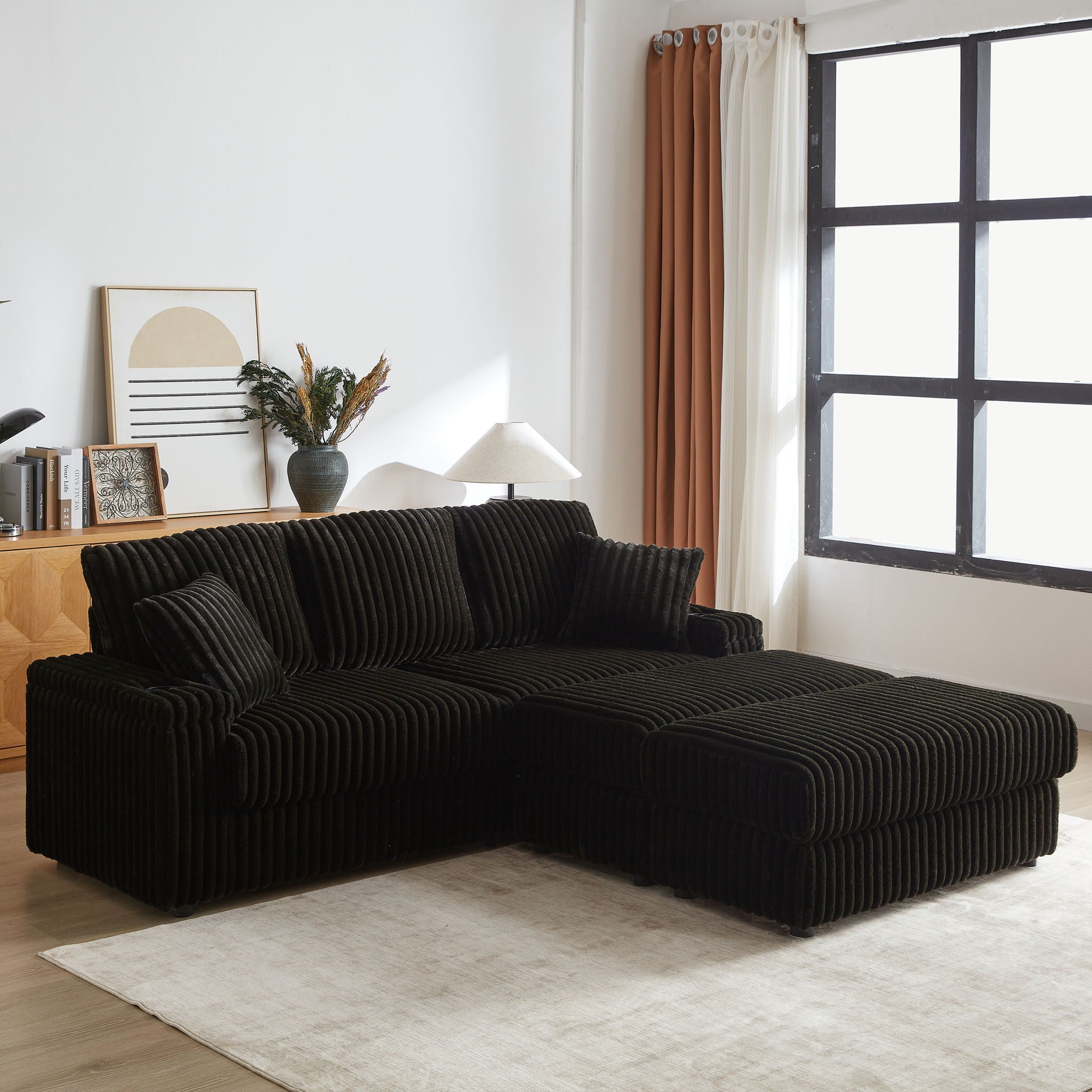 3 Seater Sofa With 2 Ottomans For Living Room