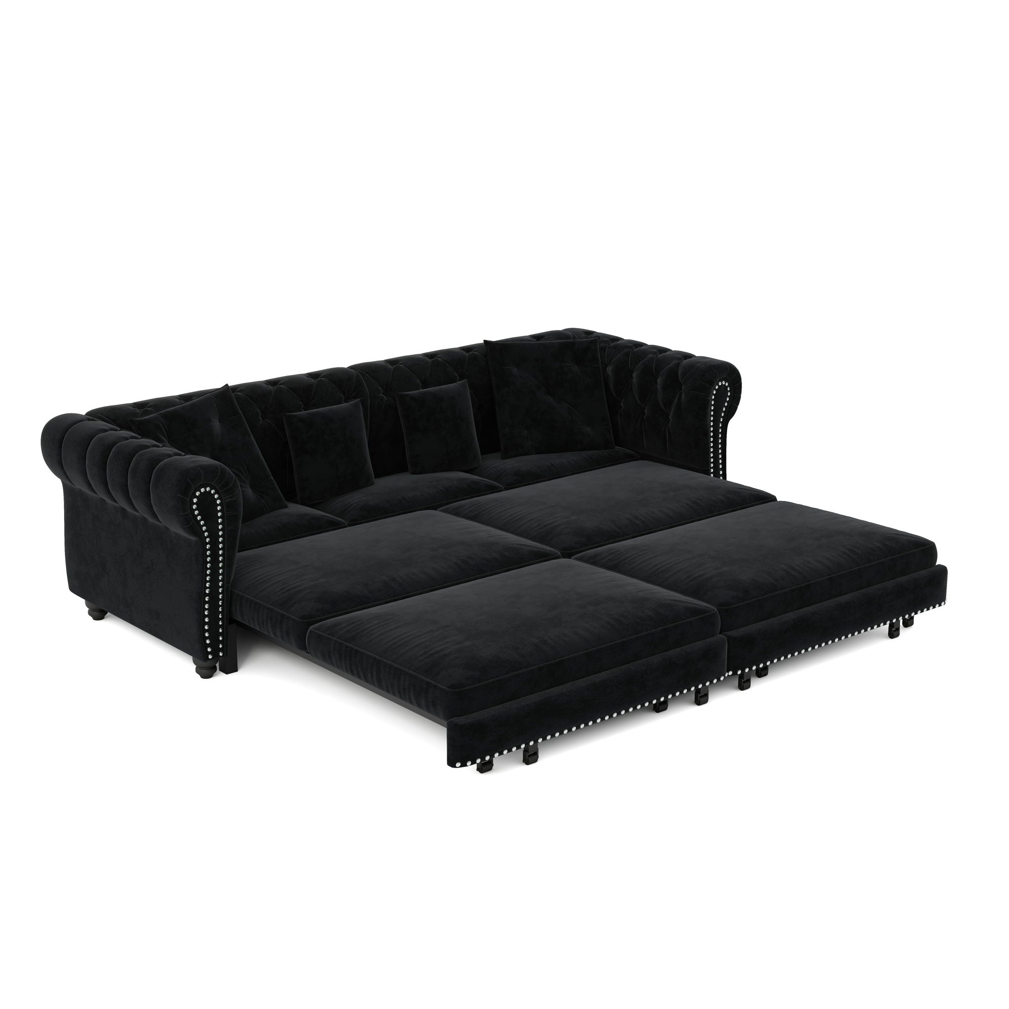 3 In 1 Convertible Sleeper Sofa Bed With Movable Ottoman