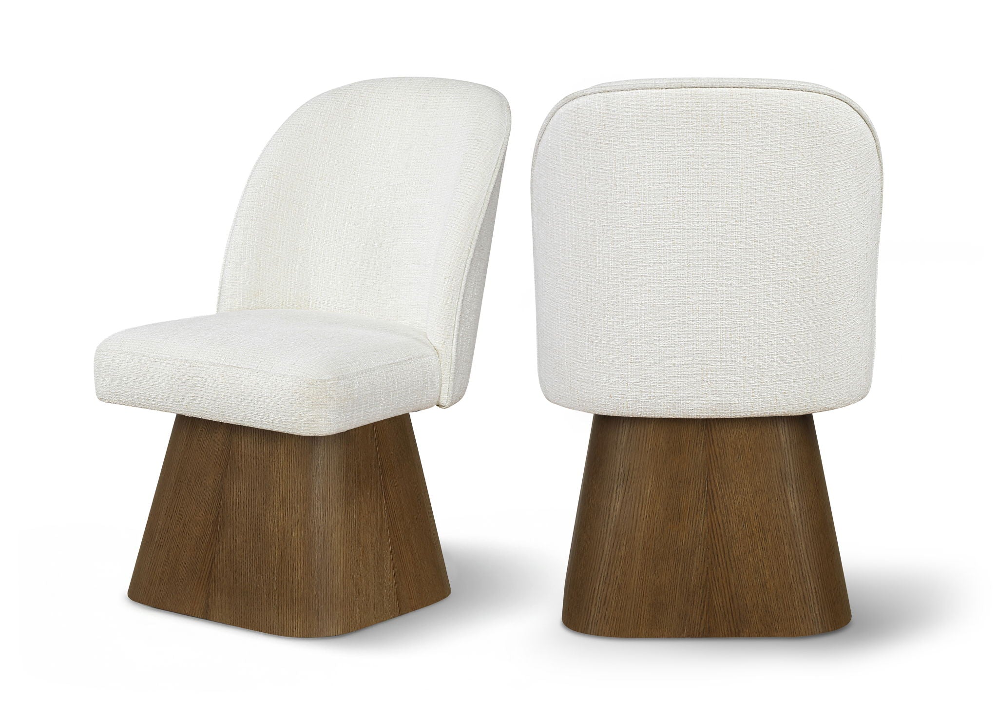 Marlowe - Linen Textured Fabric Upholstered Swivel Dining Side Chair - Stained Brown