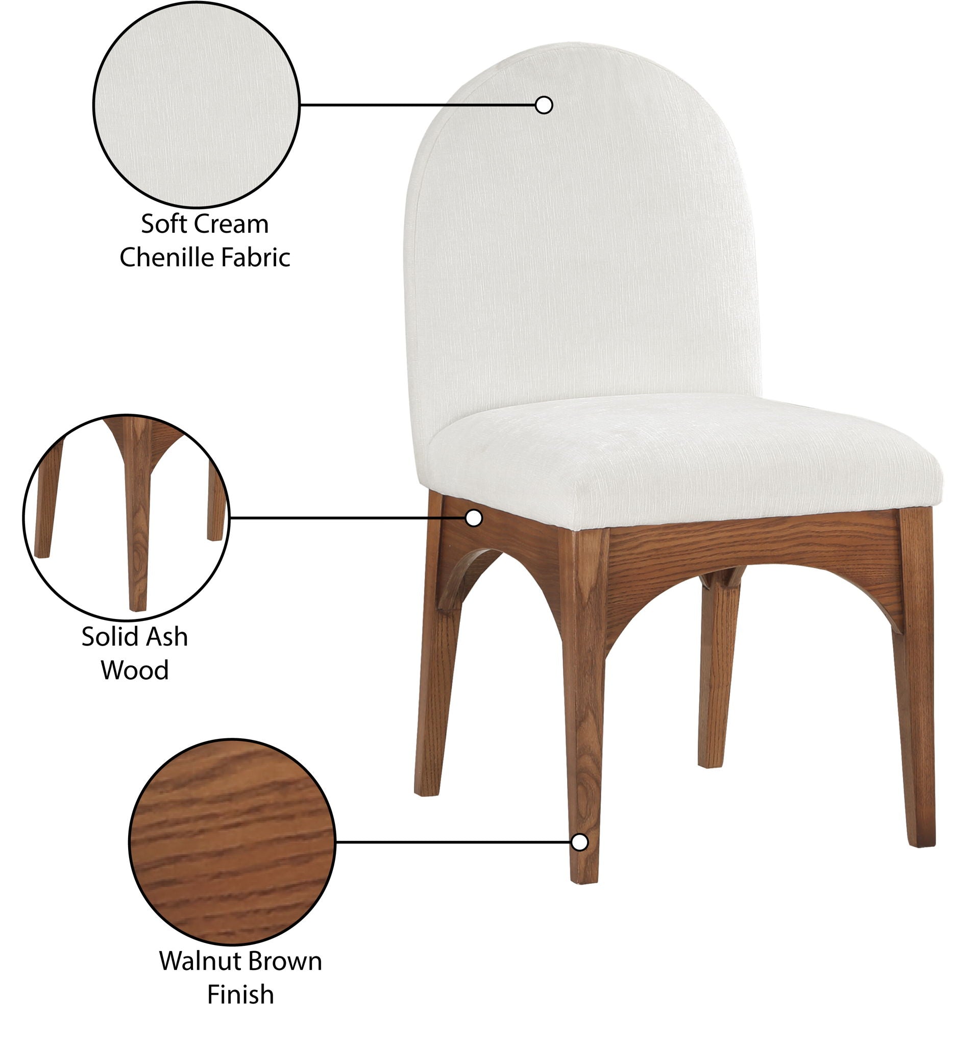 Waldorf - Chenille Dining Side Chair With Brown Legs