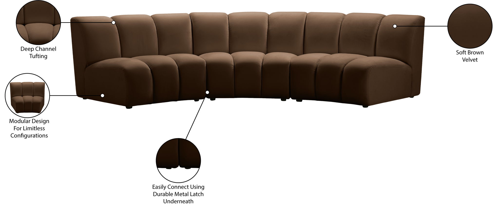 Infinity - 3 Piece Modular Sectional - Brown
