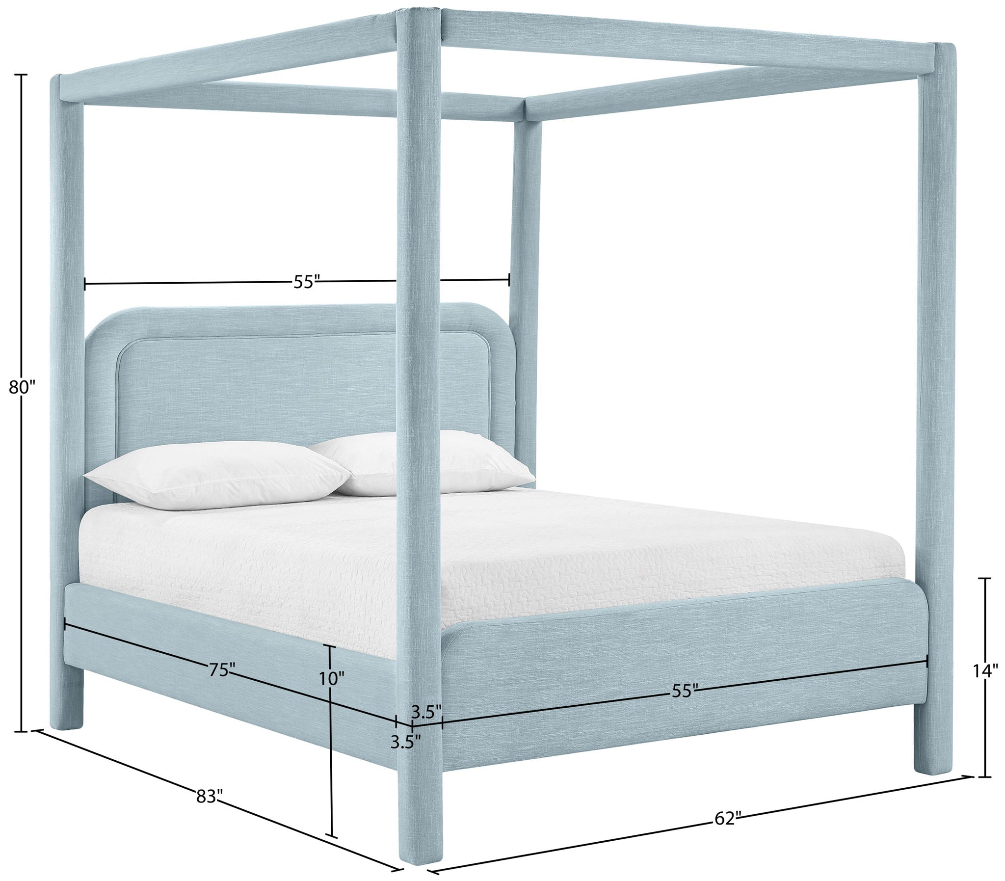 Salina - Linen Textured Fabric Upholstered Bed