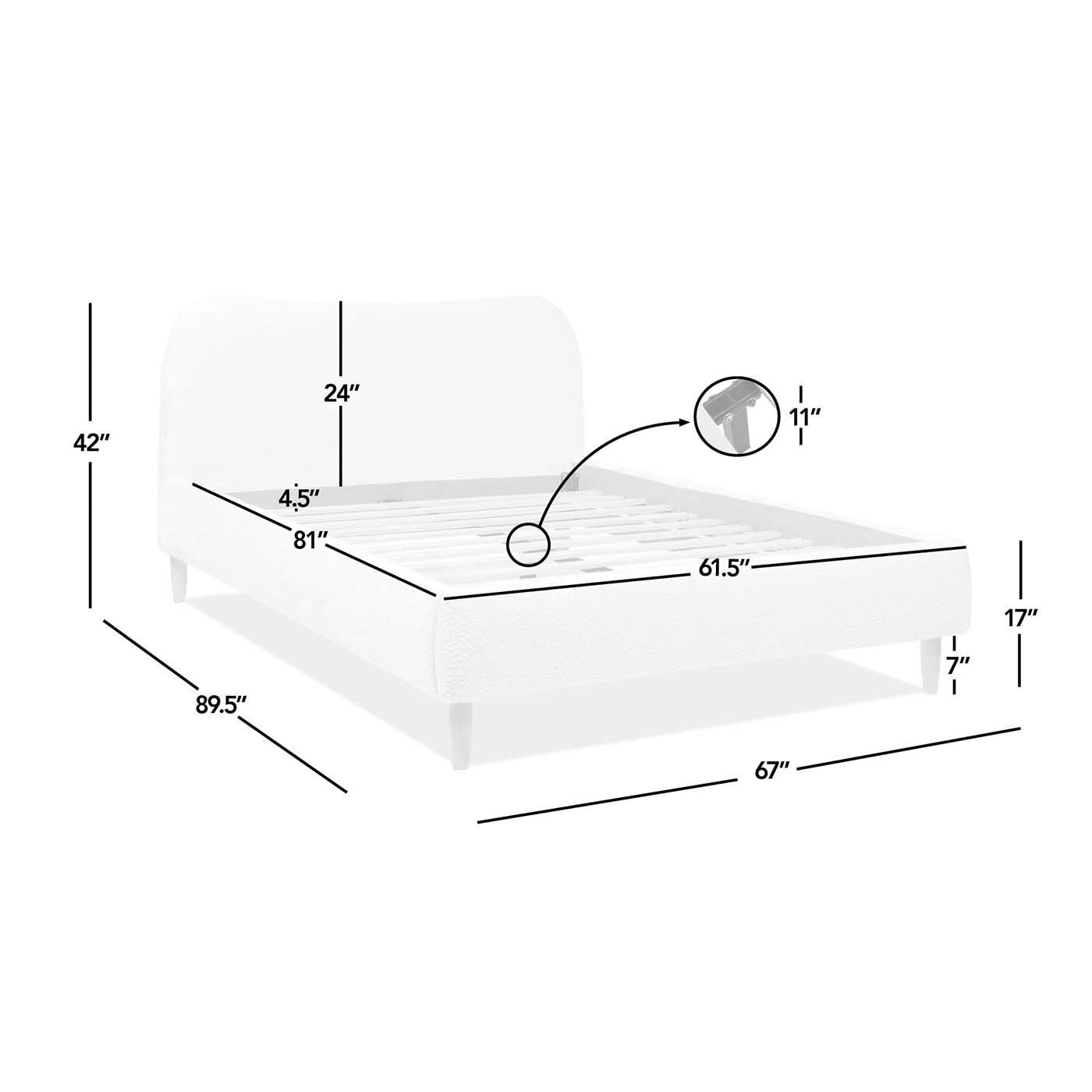 Roman - Curved Headboard Upholstered Platform Bed