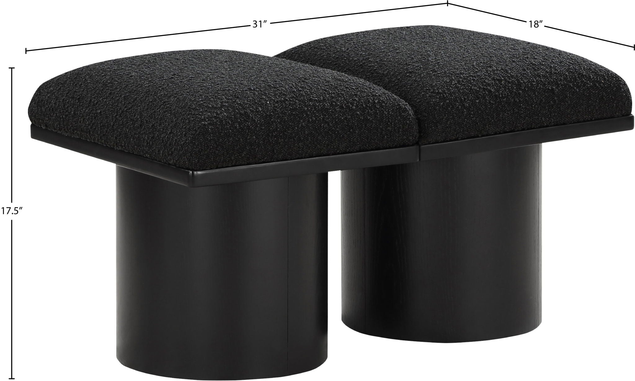 Pavilion - 2 Piece Modular Bench With Black Base