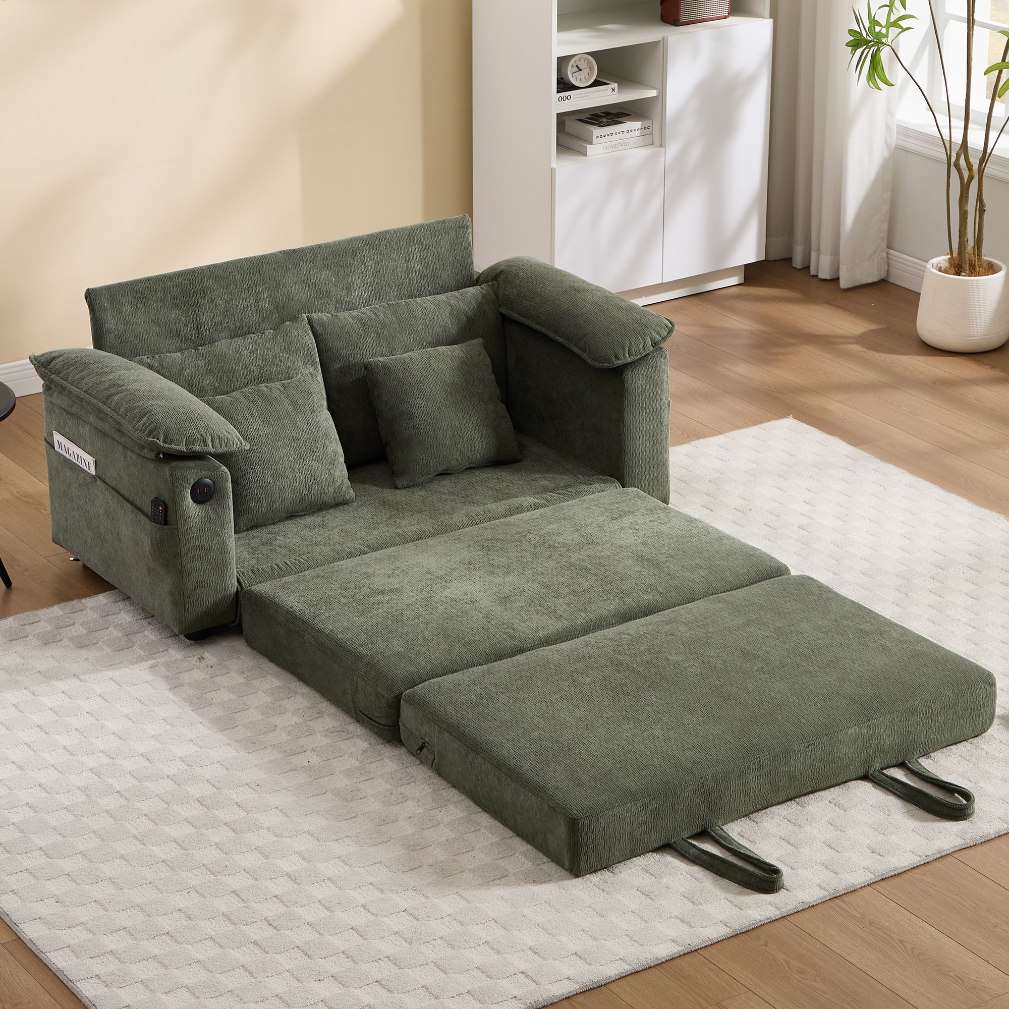 Upholstered Futon Convertible Floor Sofa Bed
