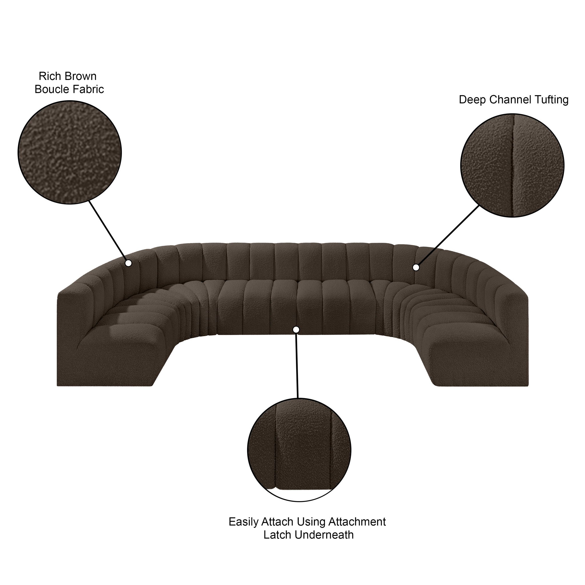 Arc - Boucle Fabric 8 Piece Modular Sofa