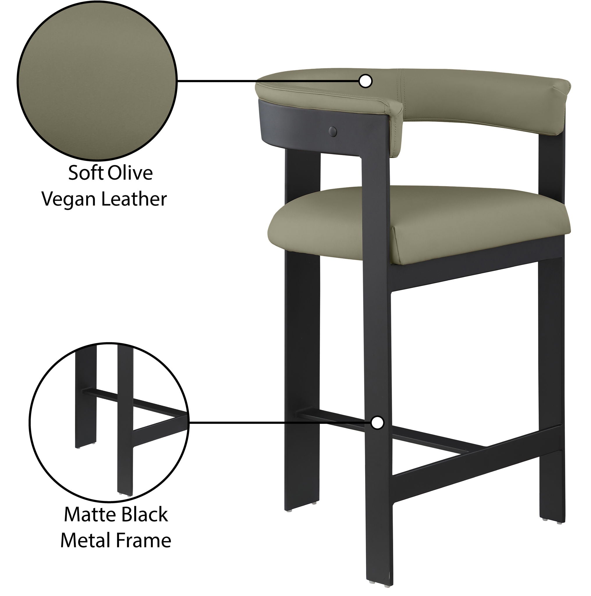Romeo - Faux Leather Counter Stool With Black Base (Set of 2)