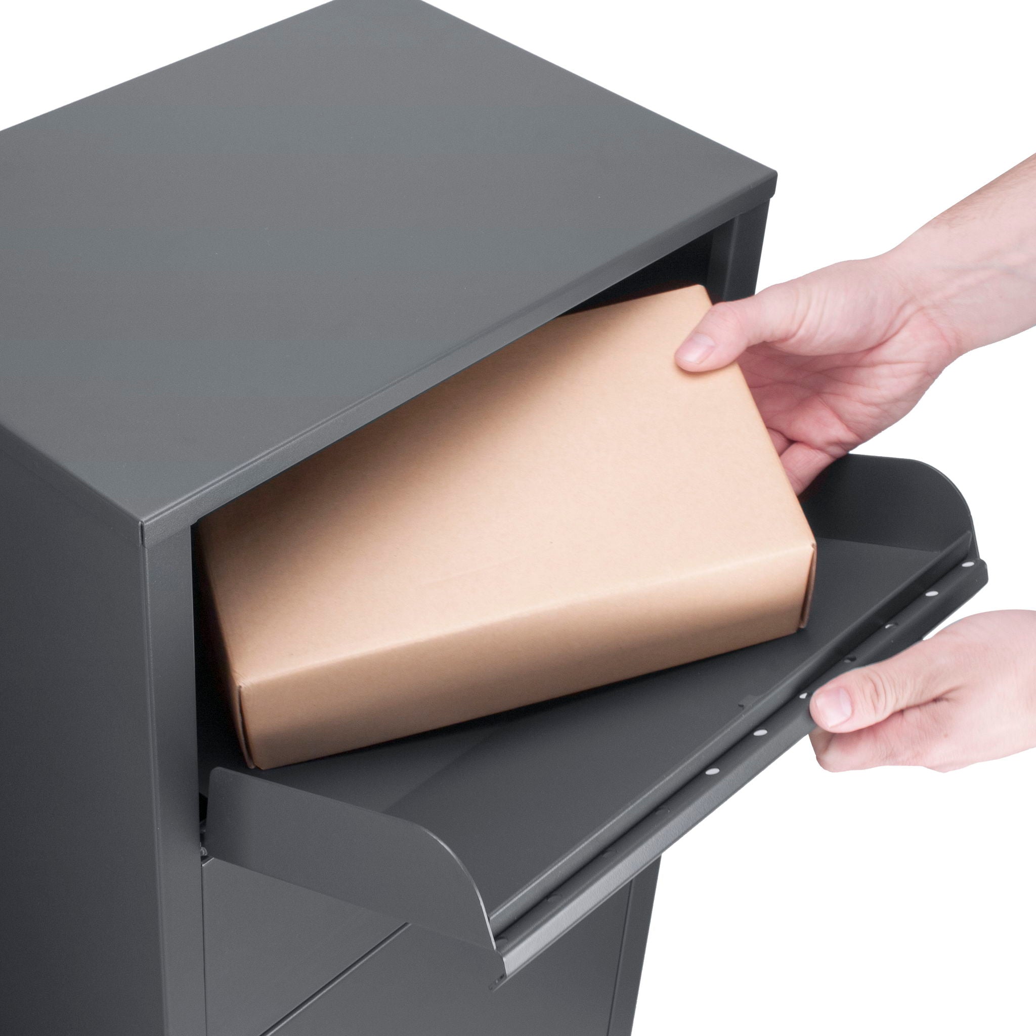 Steel Large Single Compartment Locking Parcel Drop Box With Keyed Access - Gray