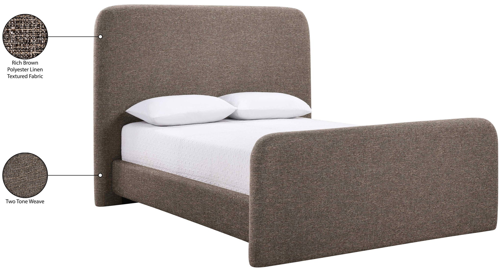Fira - Linen Textured Fabric Upholstered Bed