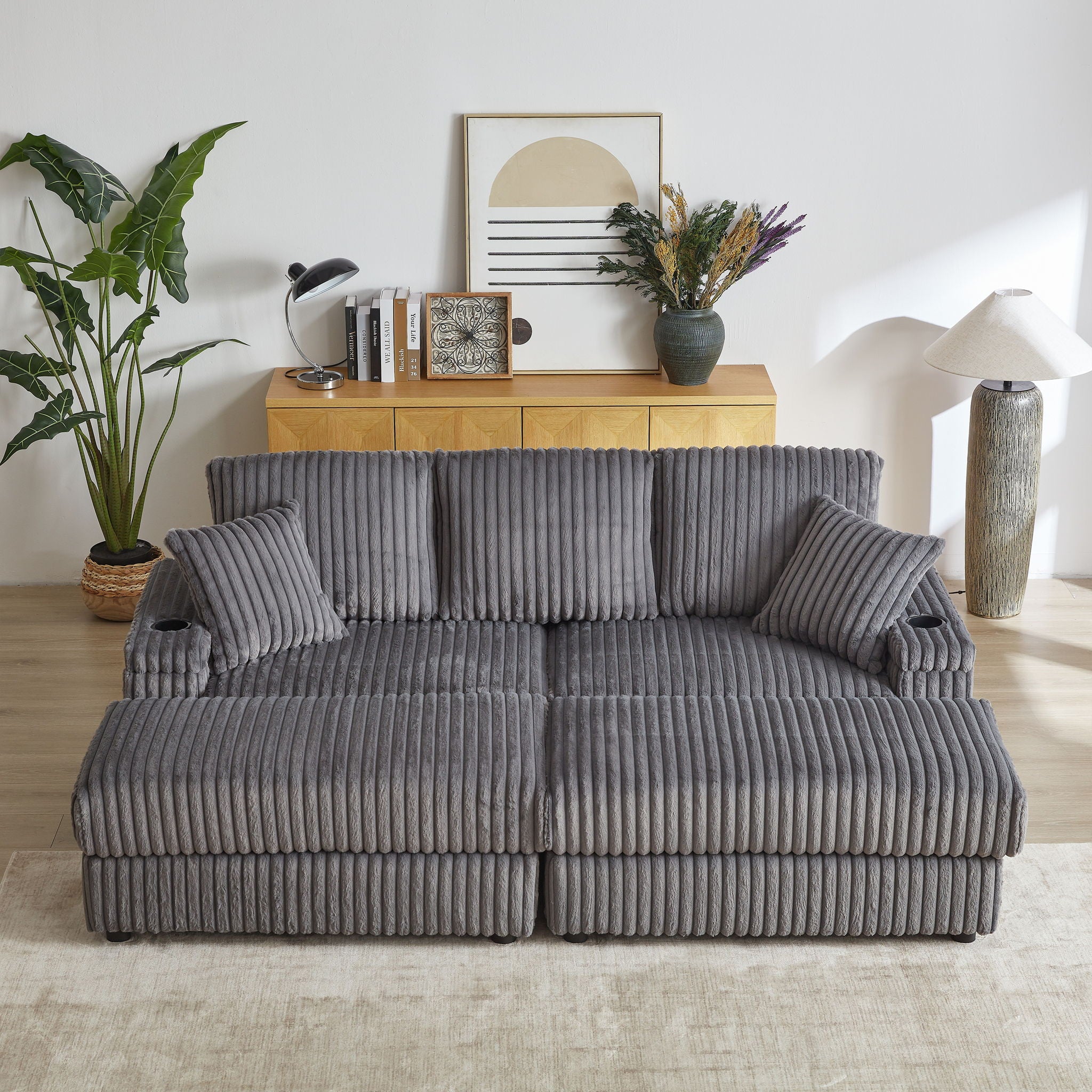 3 Seater Sofa With 2 Ottomans For Living Room