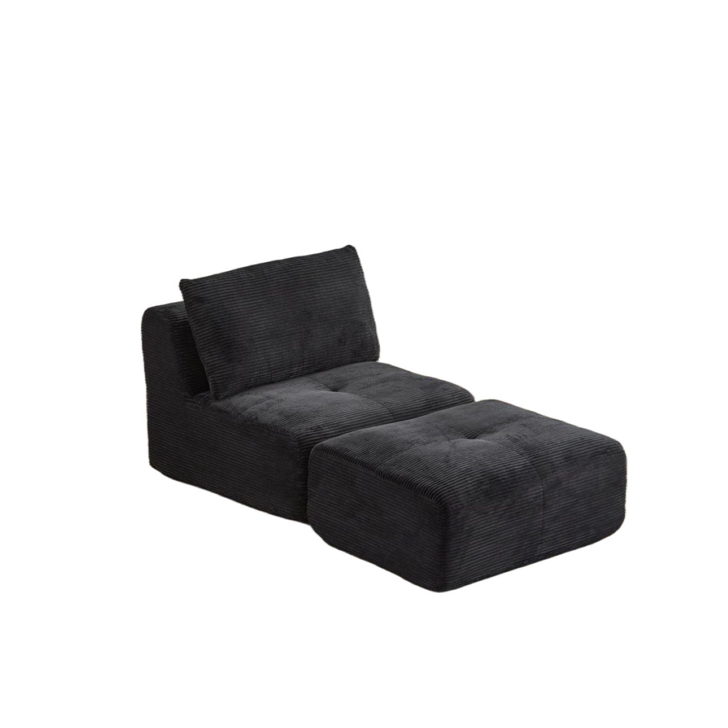 Single Chaise Longue With Movable Ottoman For Living Room