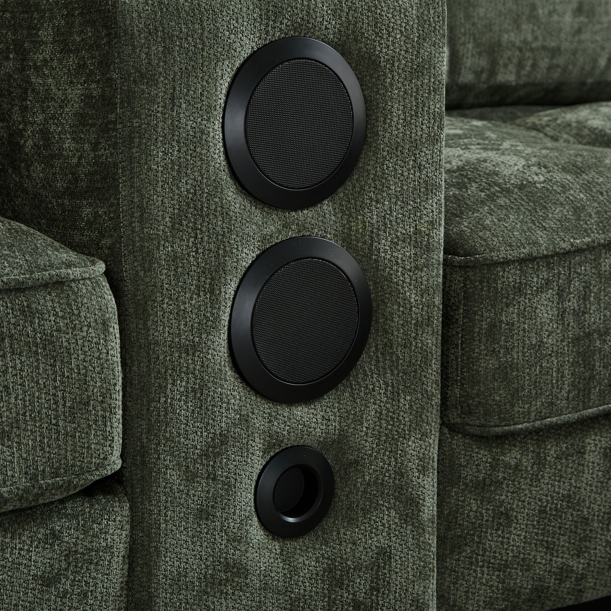 Modern Sectional Sofa U-Shaped With Movable Ottomans, tooth Speakers, LED Lights And Modular Storage