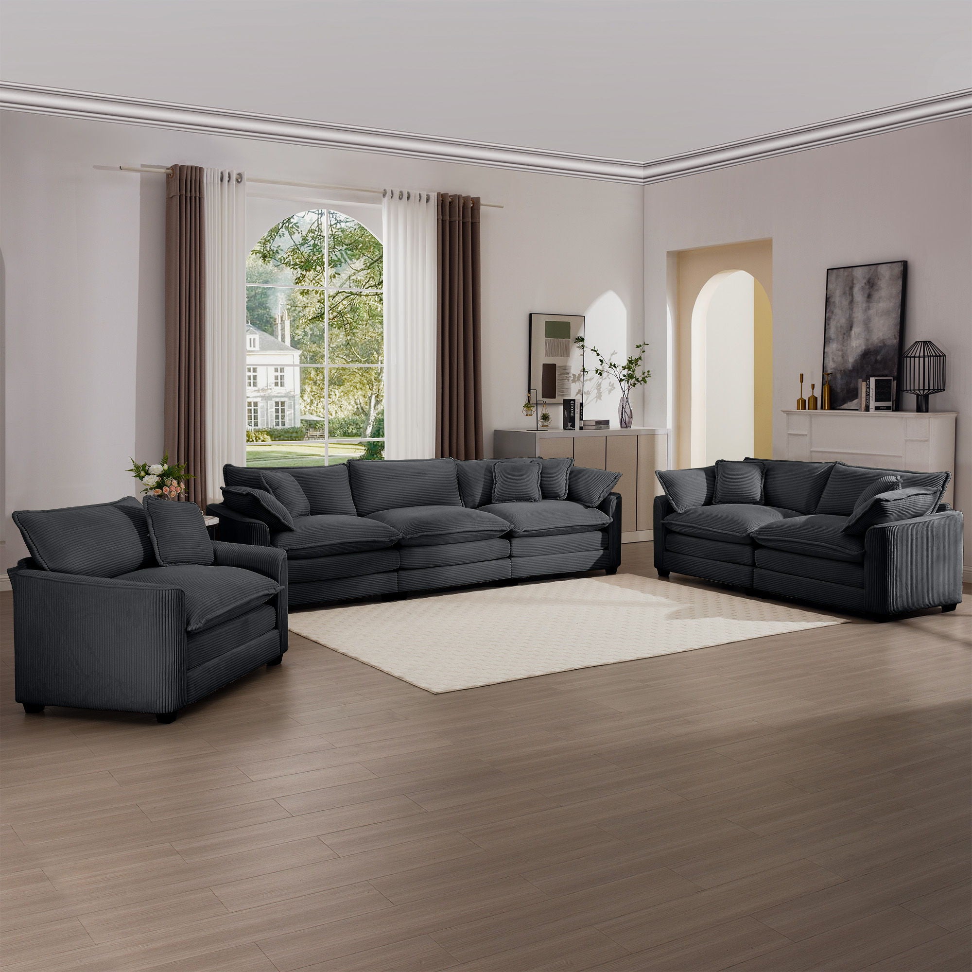 Elegant Oversized Sectional Sofa Set With Deep Seats And Flexible Layout