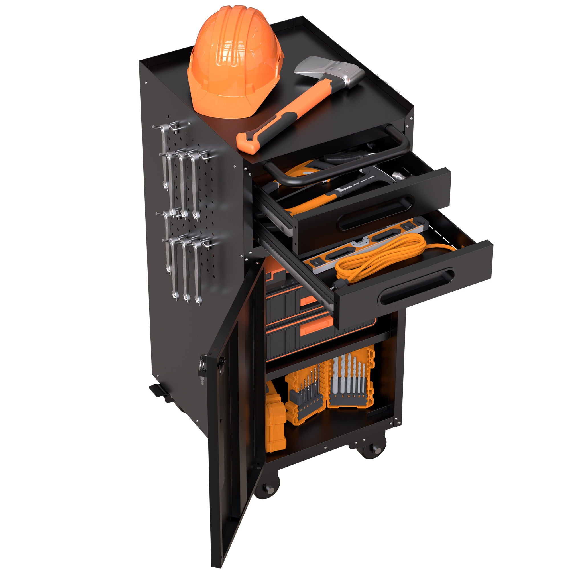 Rolling Tool Cabinet Heavy Duty Garage Storage With Lockable Doors
