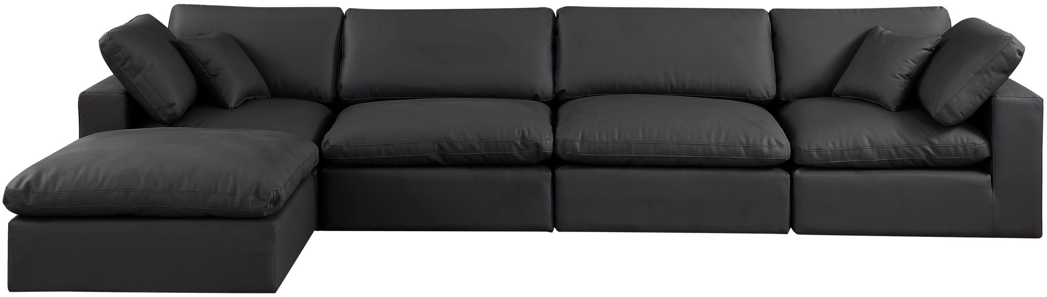 Comfy - 5 Piece Faux Leather Modular Sectional With Chaise