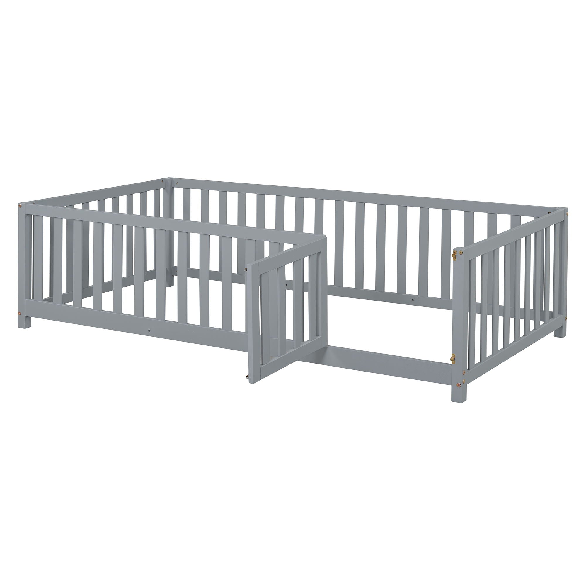 Daybed With Fence Guardrails And 2 Drawers, Split Into Independent Floor Bed & Daybed
