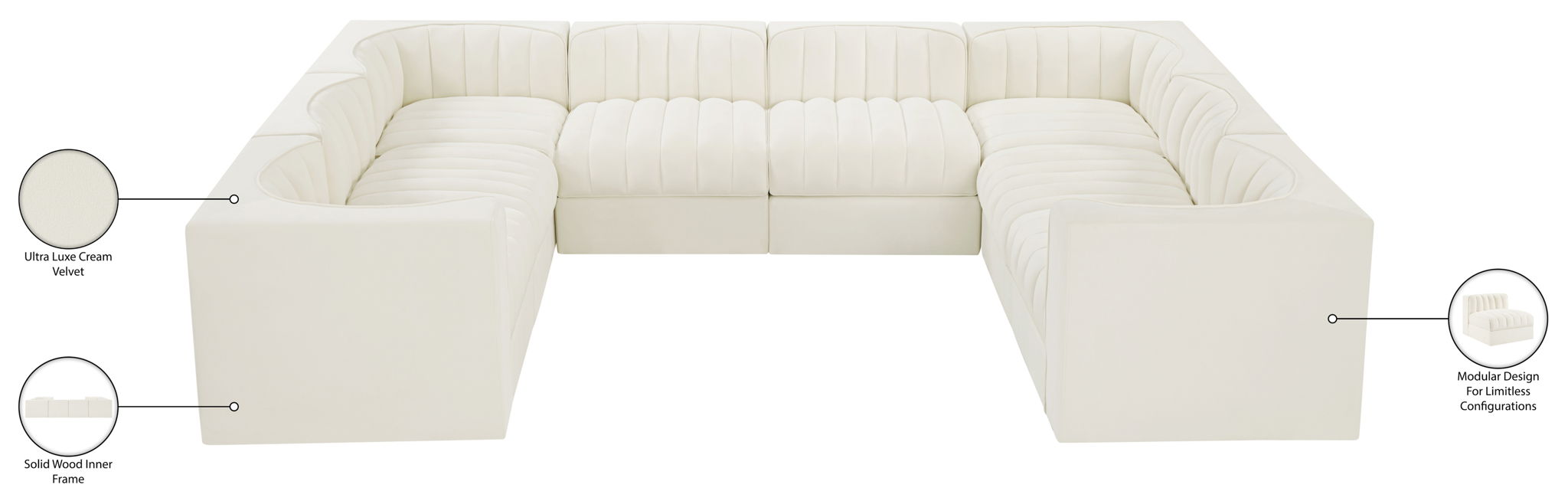 Rummi - Velvet Performance Fabric Upholstered Modular Sectional