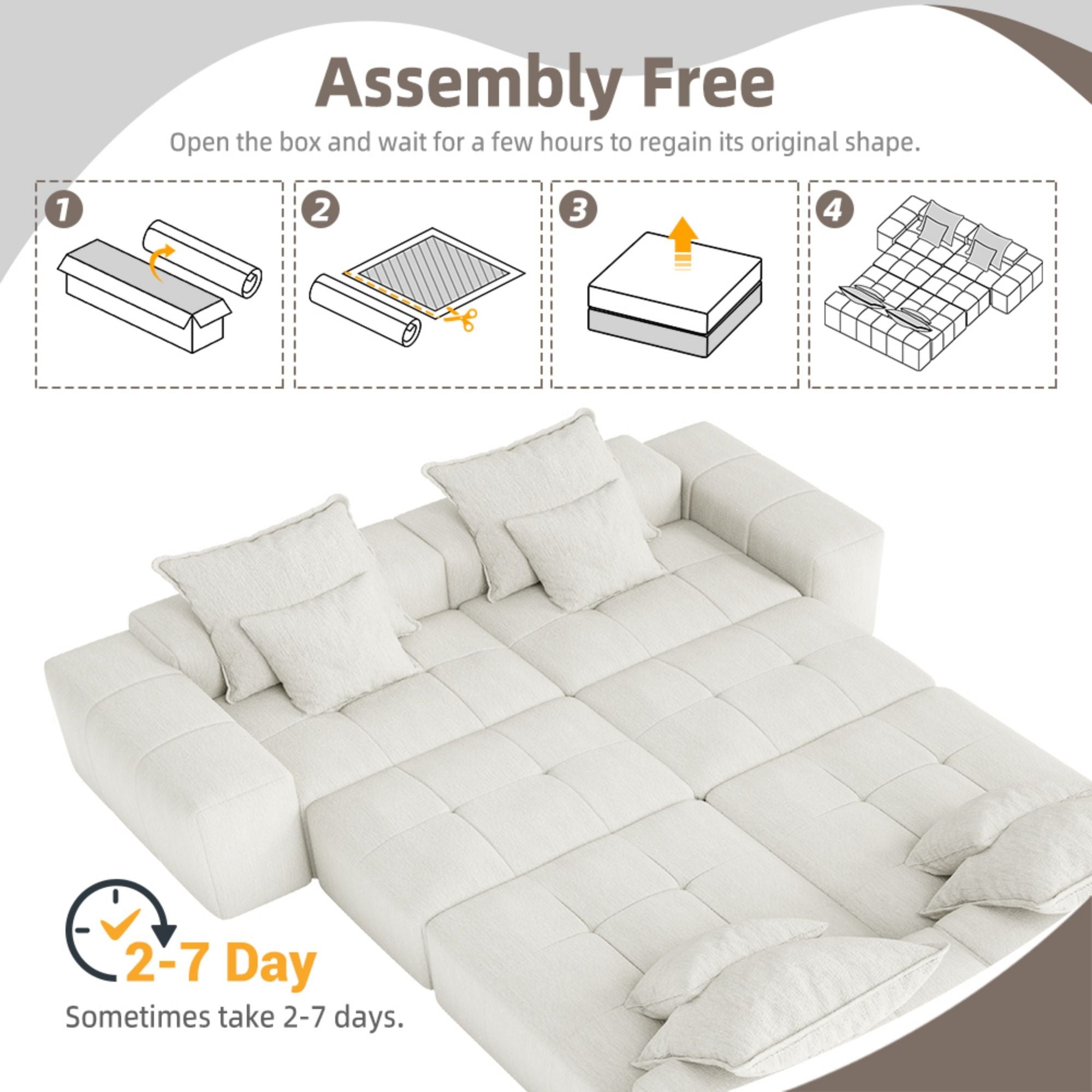 Modern Oversized Diy Combination Modular Sectional Sofa With Pillows