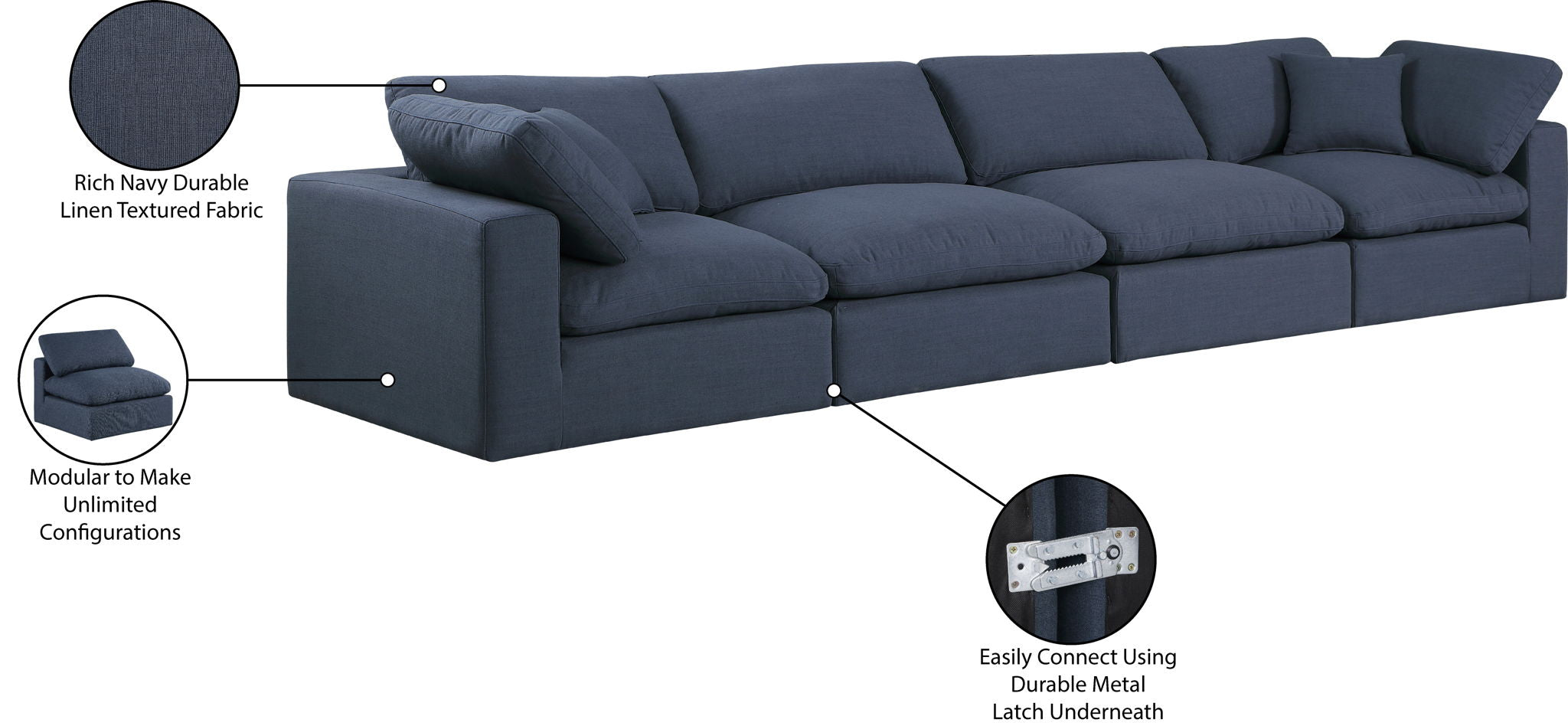 Comfy - Linen Modular Sofa 4 Seats