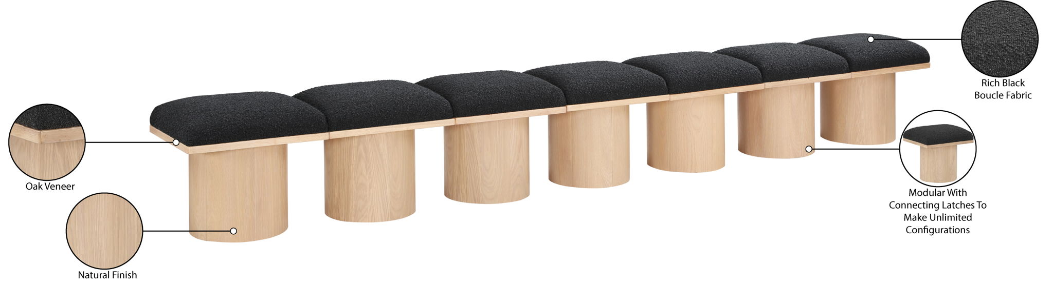 Pavilion - 7 Piece Modular Bench With Natural Base