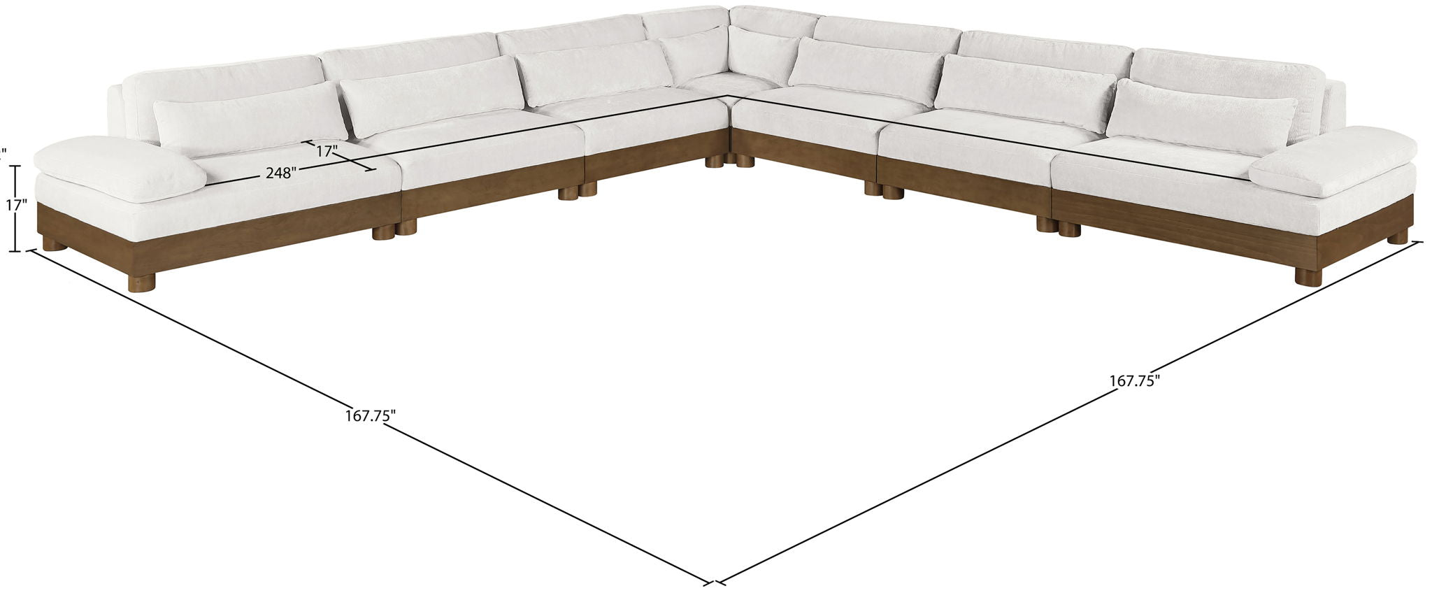 Turin - Chenille Fabric Upholstered Modular Sectional - Cream