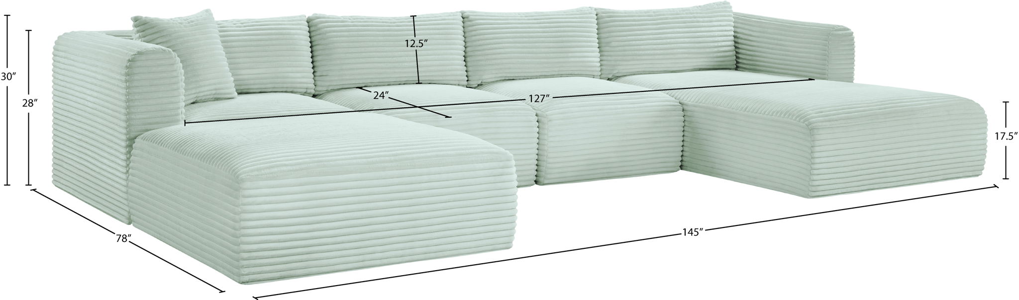 Shaggy - 5 Piece Modular Sectional With Chaise And Ottoman