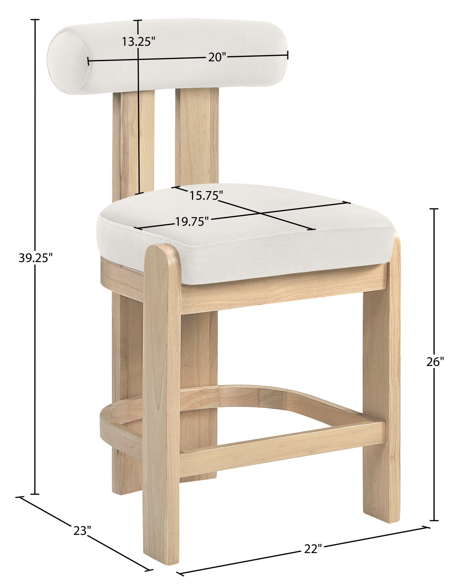 Arienzo - Velvet Performance Fabric Upholstered Counter Stool (Set of 2)