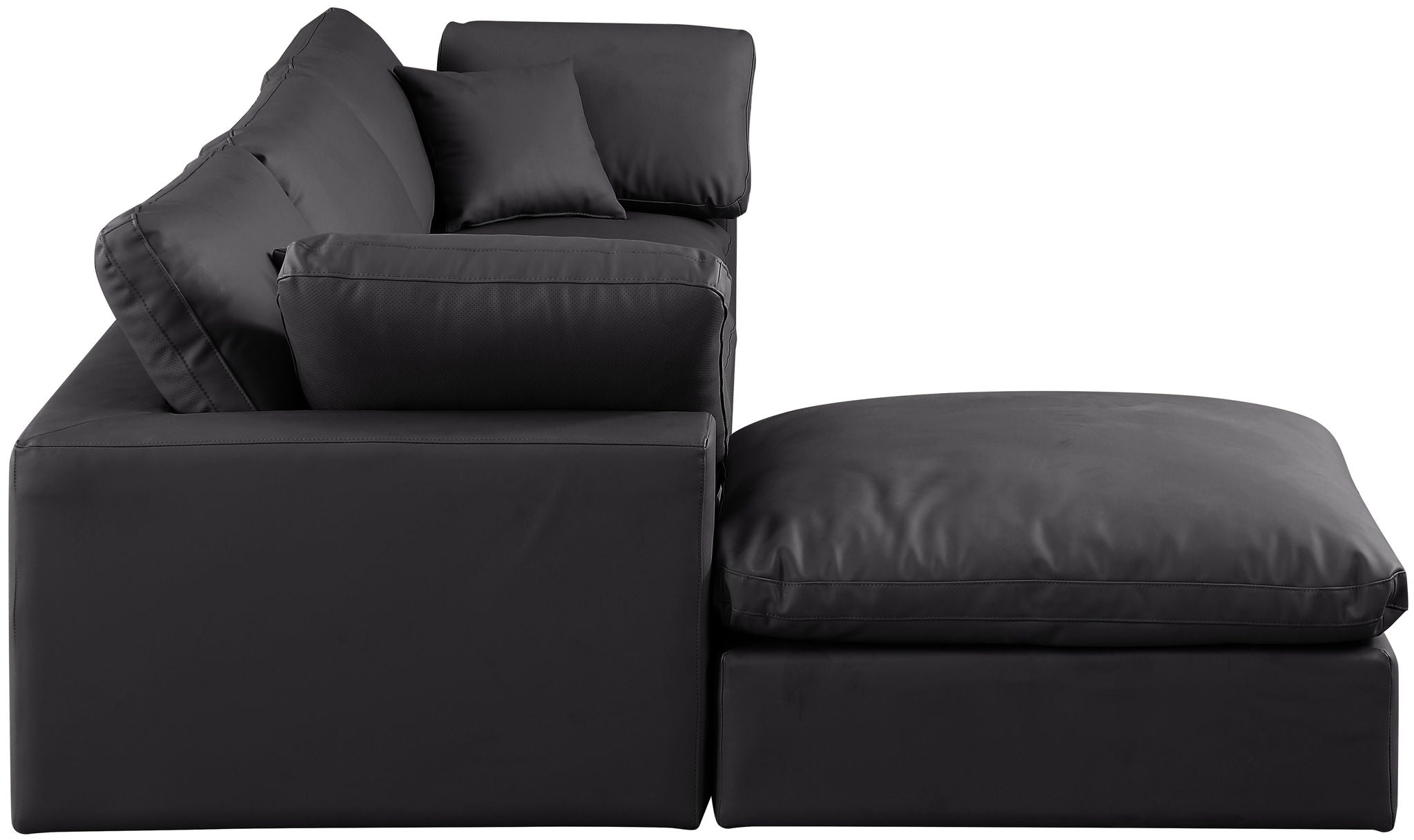 Comfy - 4 Piece Faux Leather Modular Sectional With Chaise