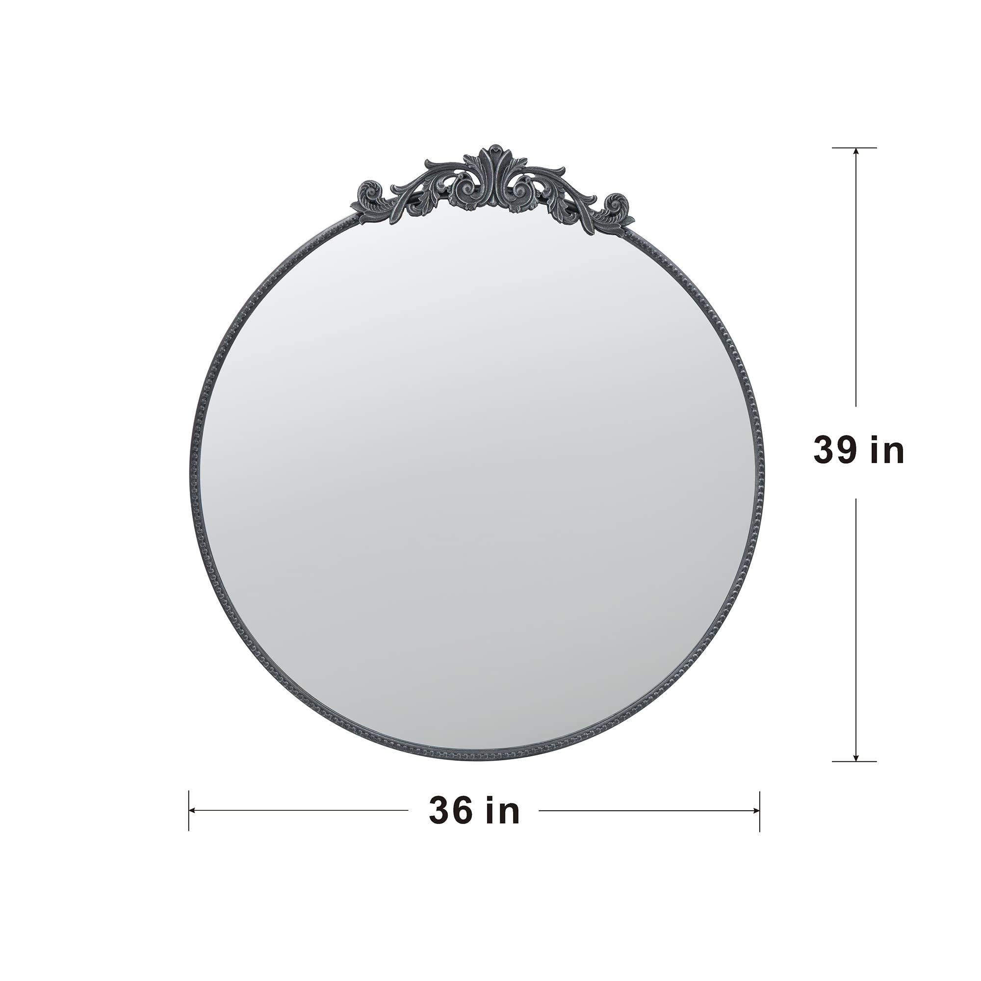Classic Design Mirror With Baroque Inspired Frame For Bathroom, Entryway Console Lean Against Wall