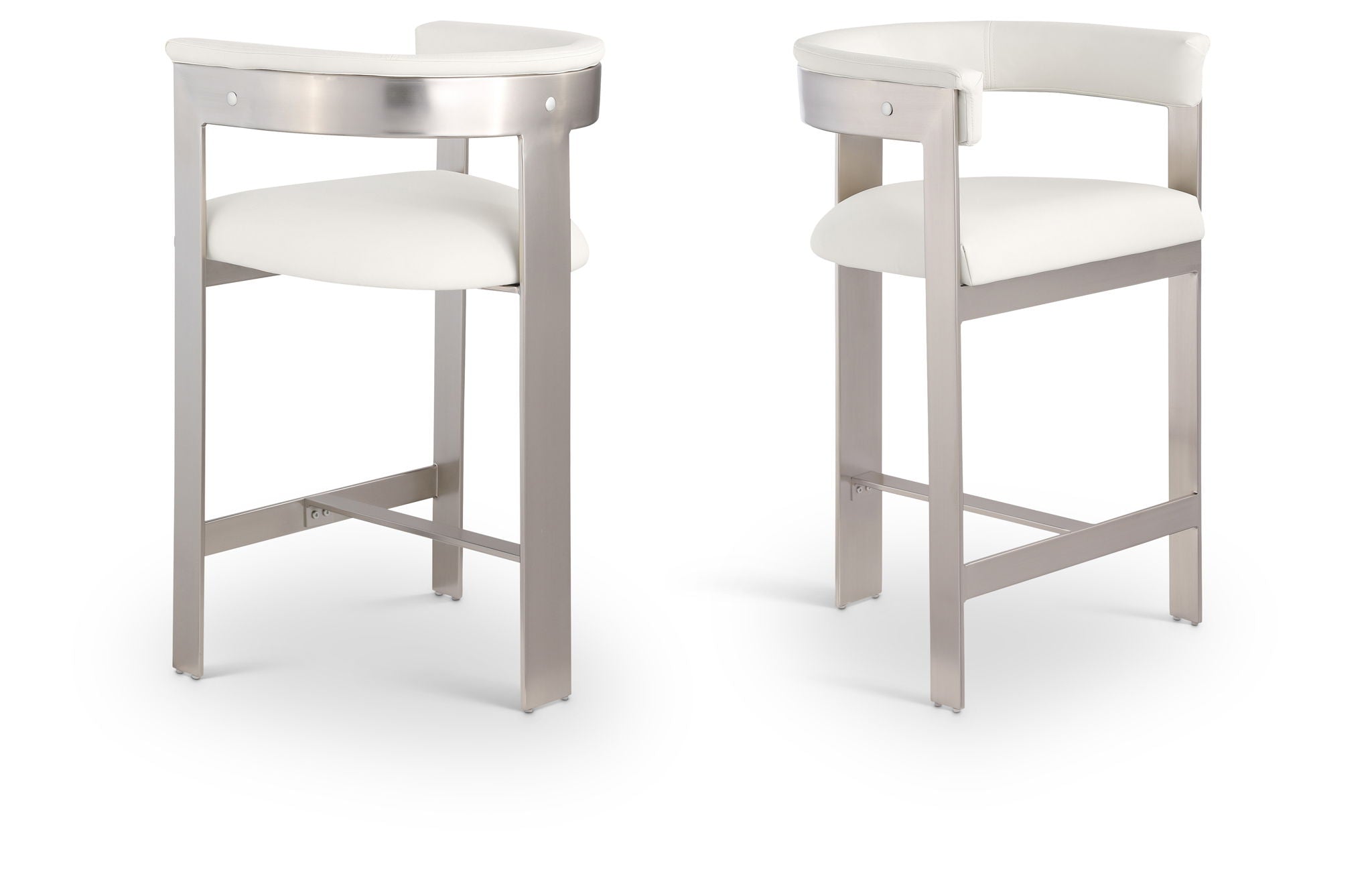 Romeo - Faux Leather Counter Stool With Silver Base (Set of 2)